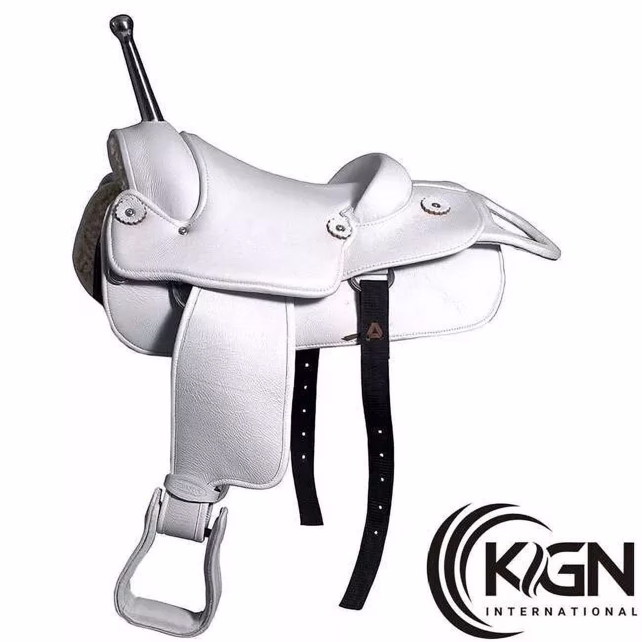 Leather Barrel Racing Horse Saddle, White(16")