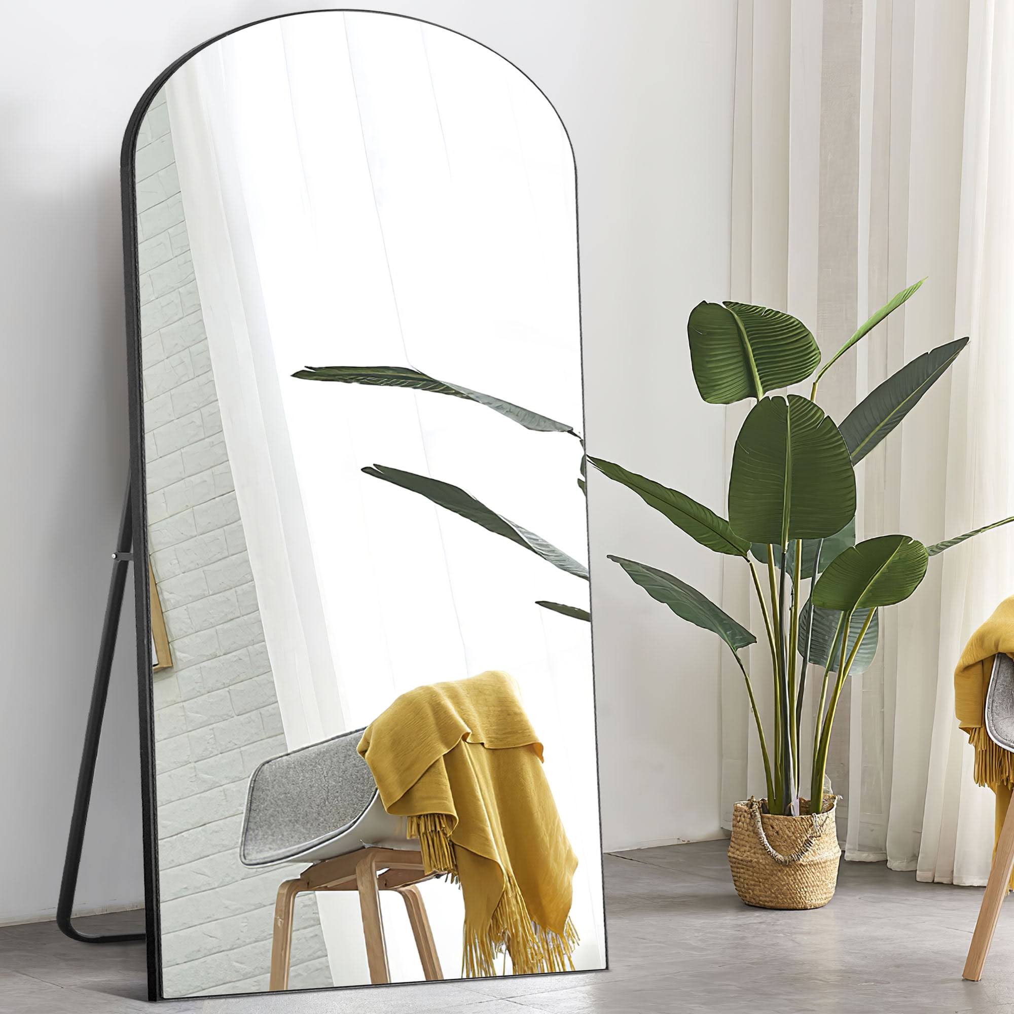 Neutype 71 inchx31 inch Arched Full Length Mirror Floor Mirror with Stand Black, Size: 71 inch x 32 inch