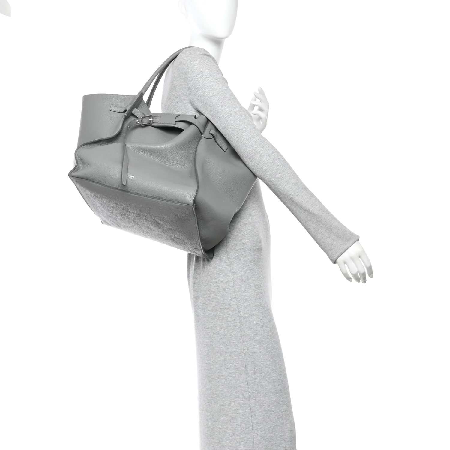 Supple Grained Calfskin Medium Big Bag Grey