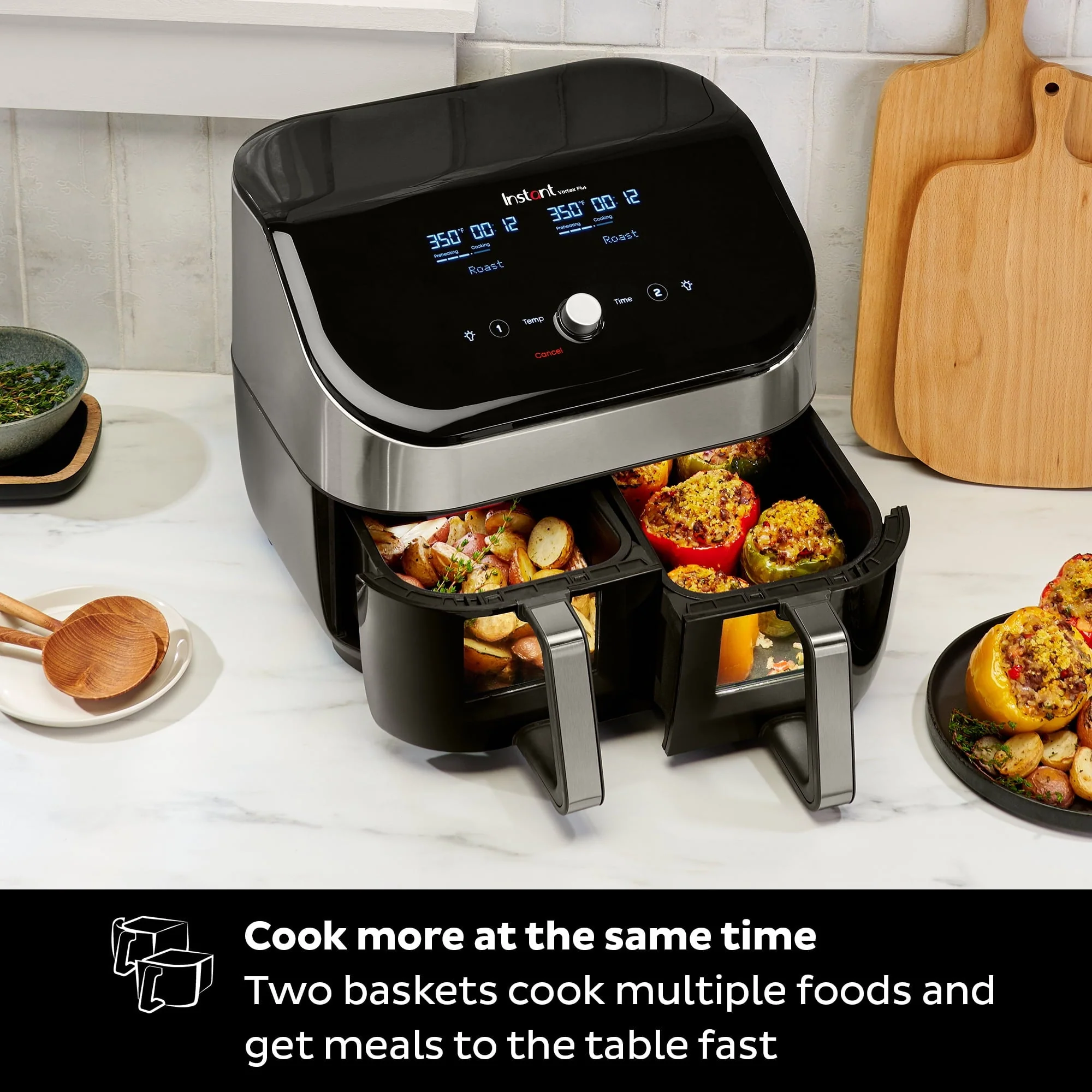 Vortex Plus XL 8-Quart Air Fryer with Dual Baskets and Clear Cooking Windows, Stainless Steel - Image 5
