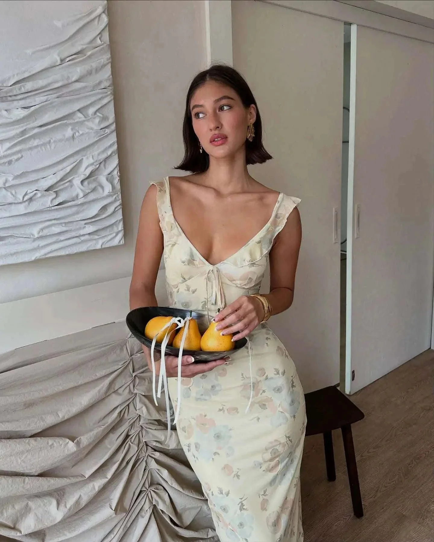 Robe Maxi Dos Nu Plongeant Fleurie Mode Été