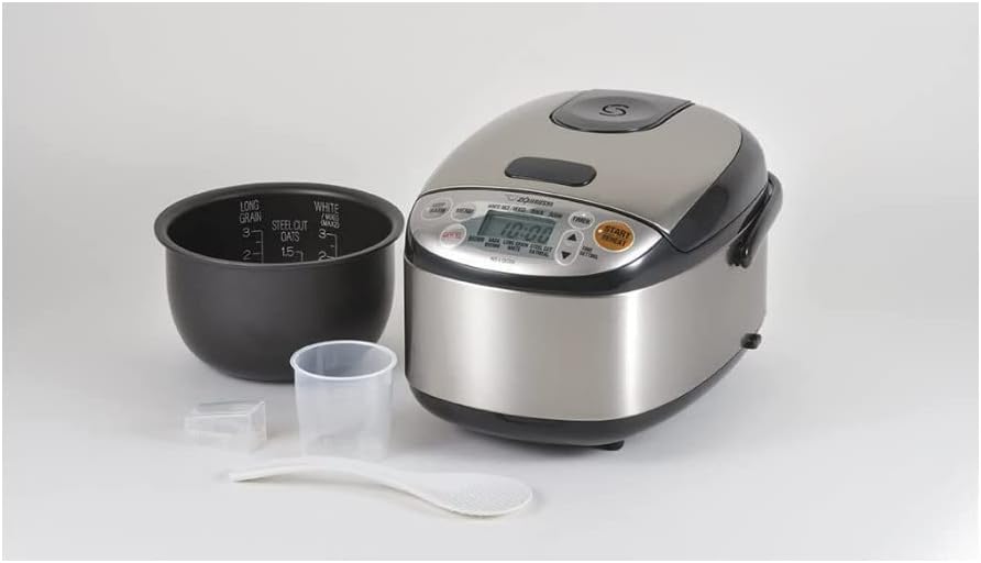 Zojirushi Micom 3-Cup Compact Size, Multiple Settings, Stainless Steel Made, Built-In Retractable Power Cord and Easy to Transport Rice Cooker and Warmer