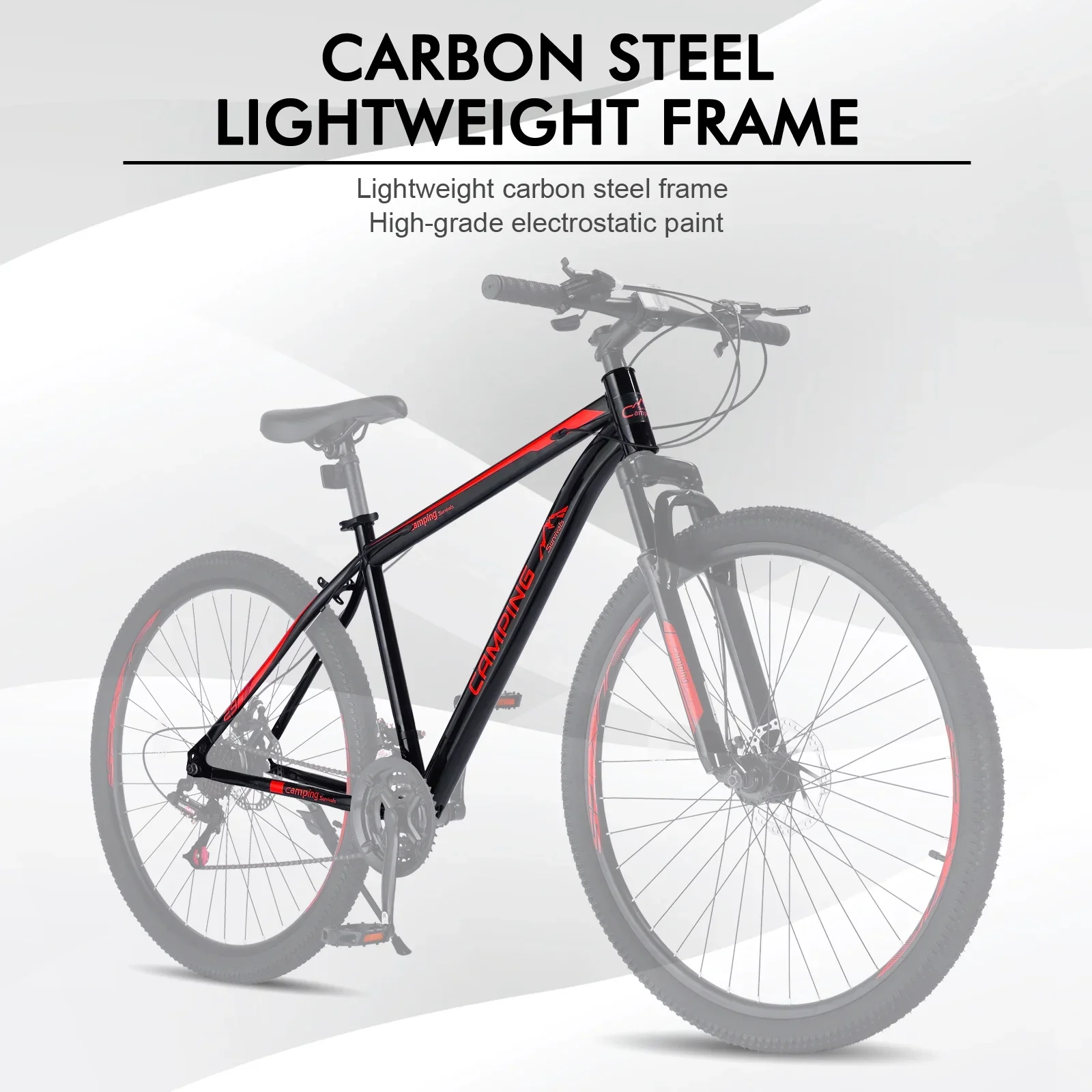 UBesGoo 29in Mountain Bike for Adult, 21 Speed MTB Bicycle for Men/Women, Dual Disc Brakes, Carbon Steel Frame, Black