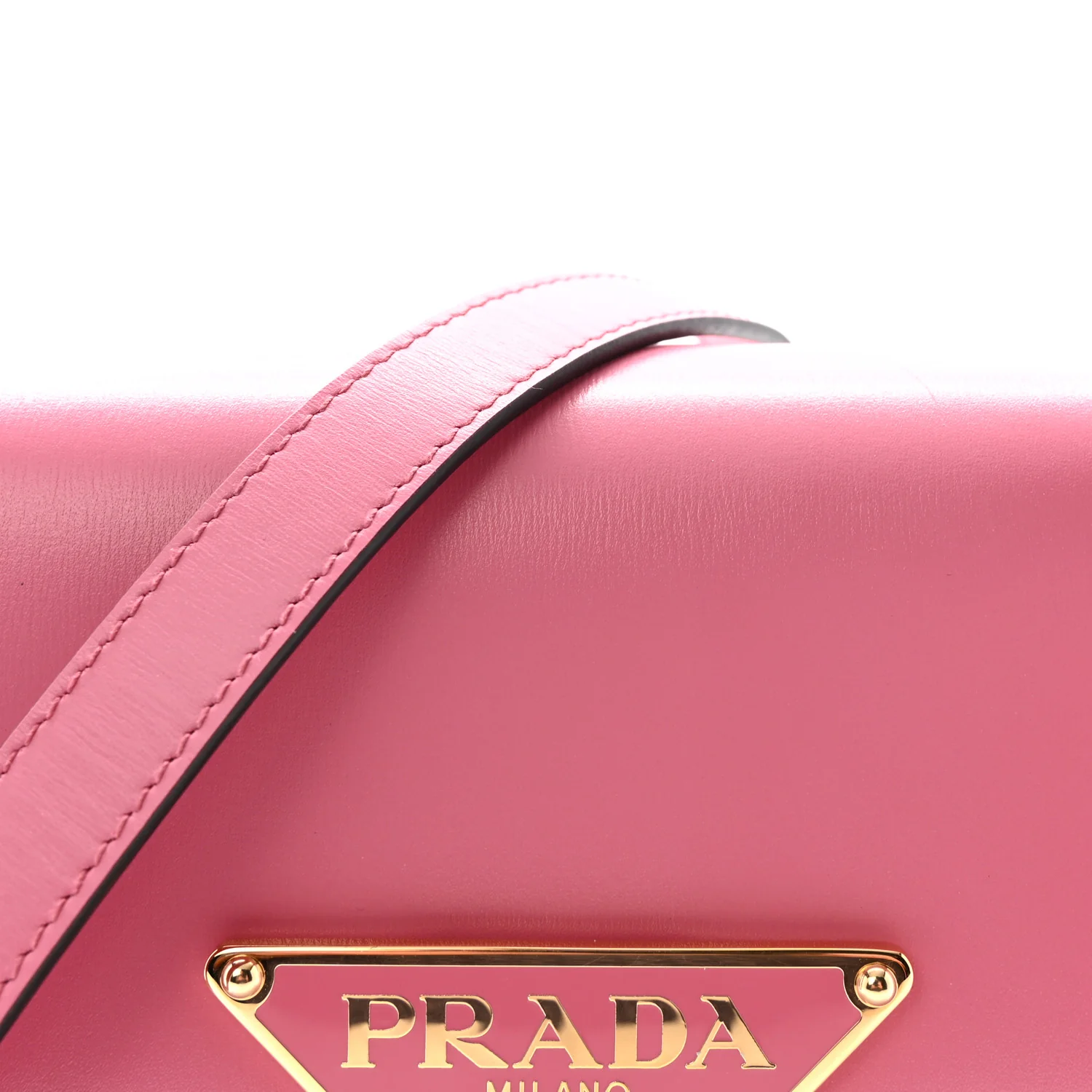Box Calfskin Triangle Embleme Flap Shoulder Bag Begonia