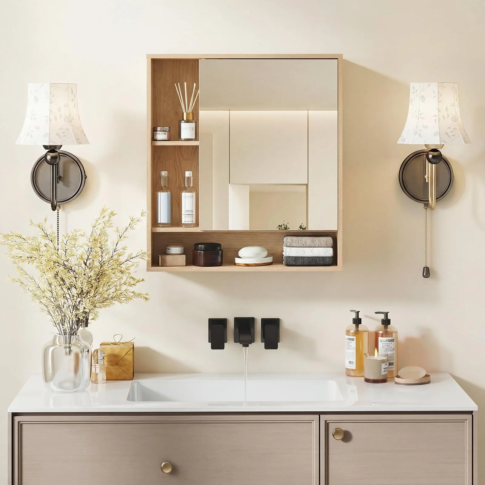 Tangkula Bathroom Cabinet with Mirror for Living Room