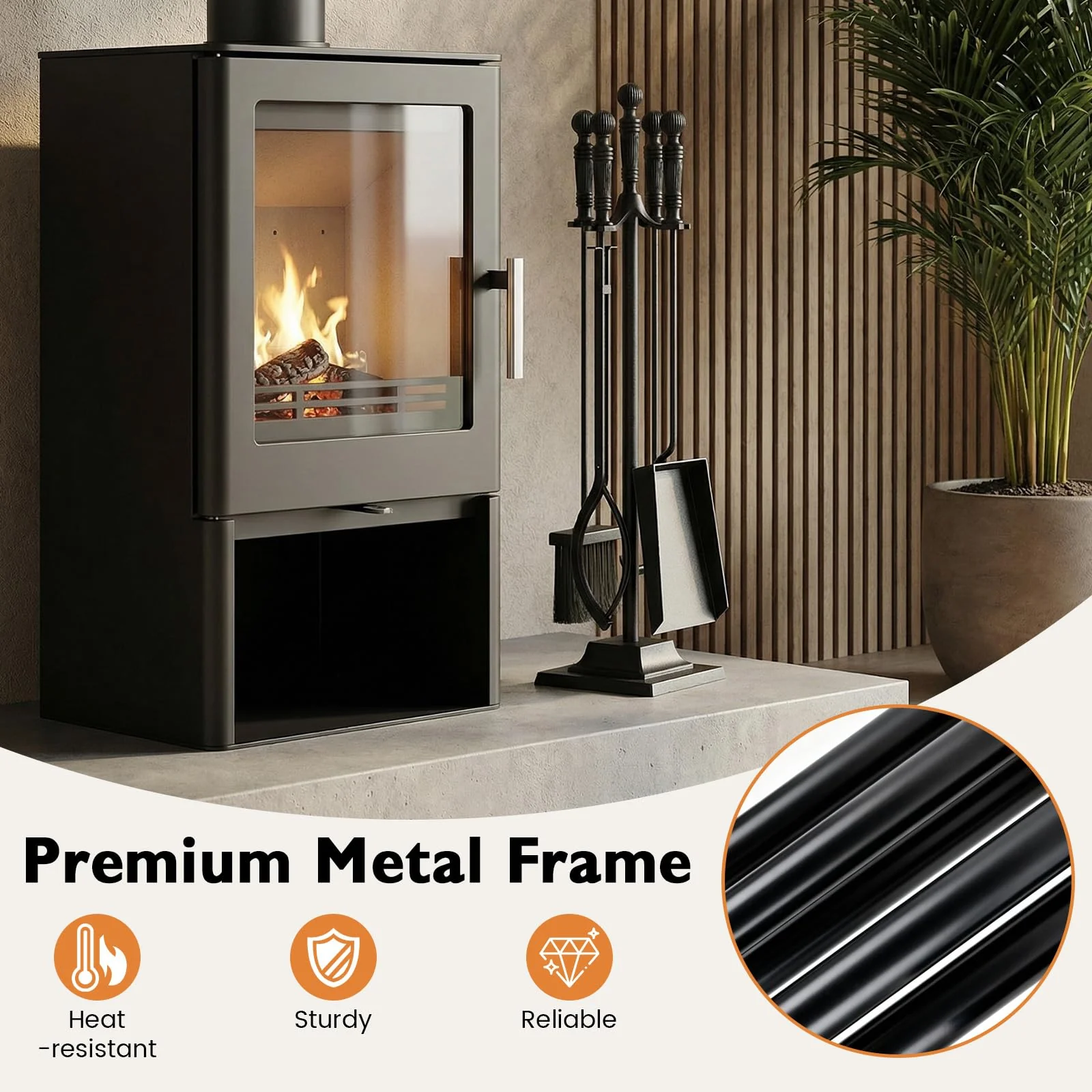 Tangkula 5 Pieces Fireplace Tool Set with Aluminum Handles
