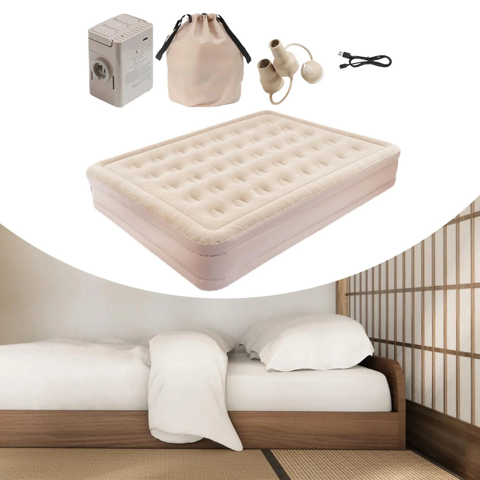 Air Mattress Airbed Camping Mat Lightweight with Air Pump with Carry Bag Camping - Image 9