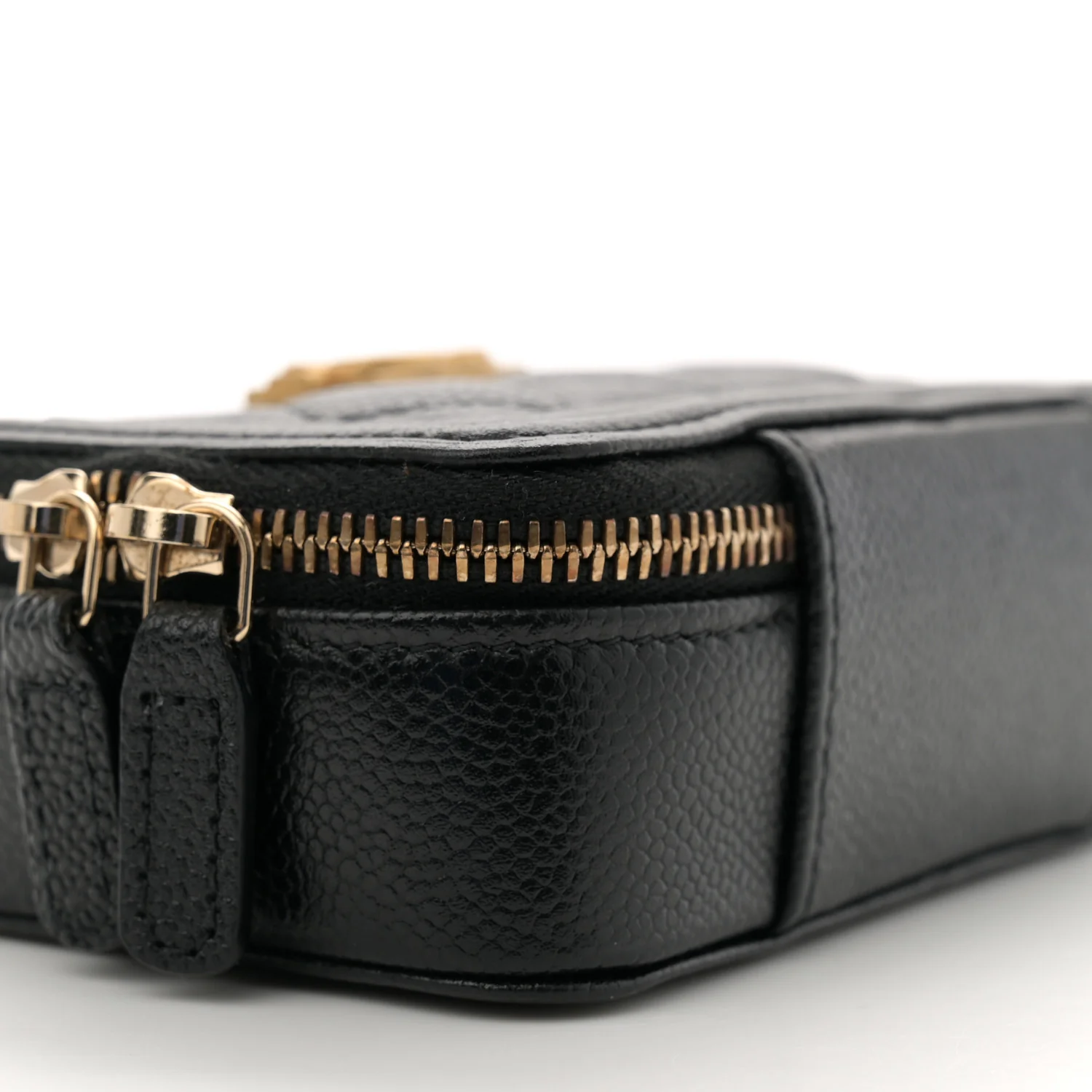 Caviar Quilted Mini Boy Clutch With Chain Black