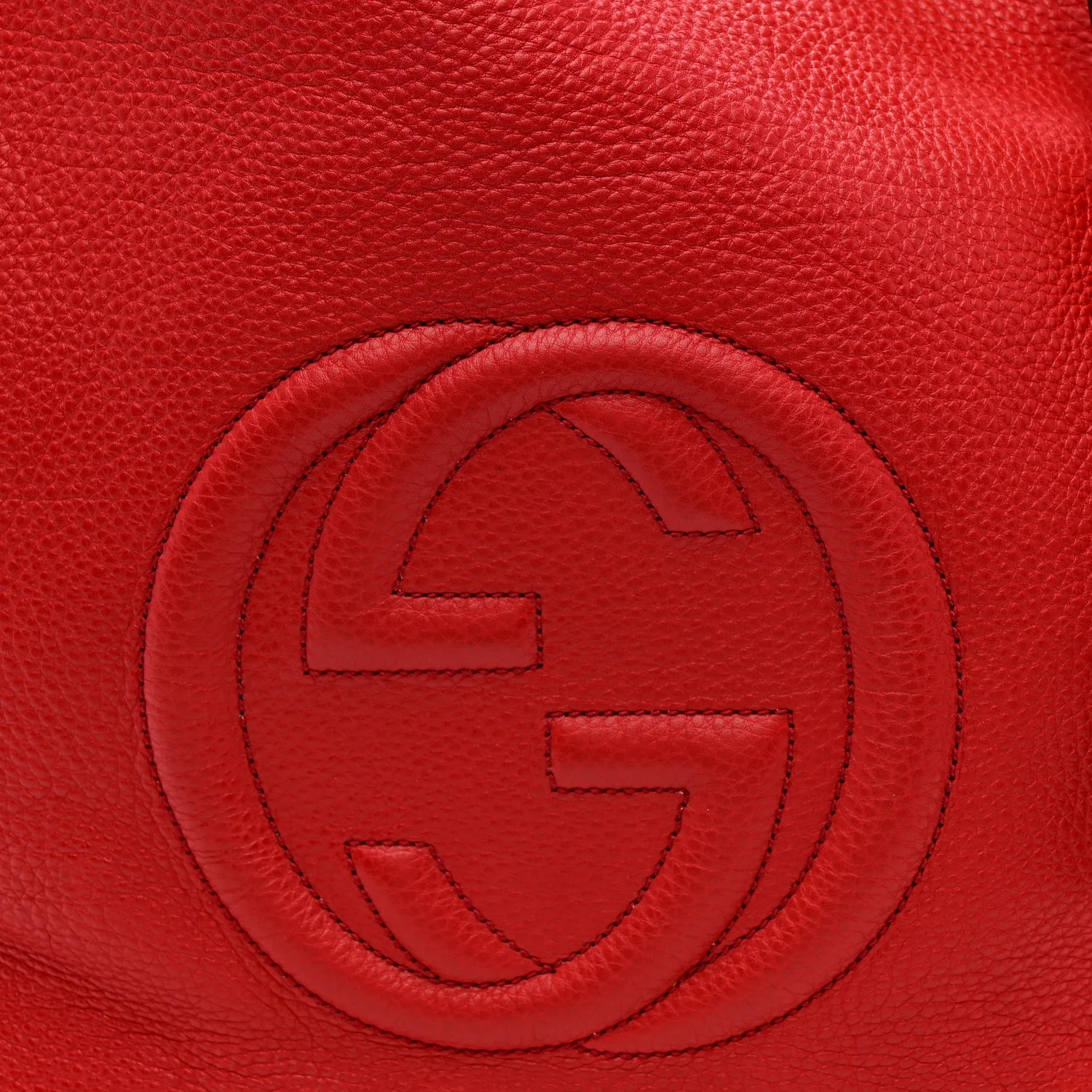 Pebbled Calfskin Large Soho Shoulder Bag Red