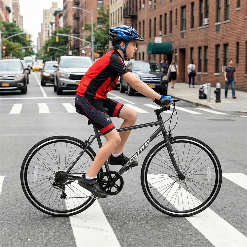 26" Mountain Bike 6-Speed Drivetrain Cycling Bicycle with Dual C-Brakes, Adjustable Seat & All-Terrain Tires, MTB City Bike for Men Women Teens