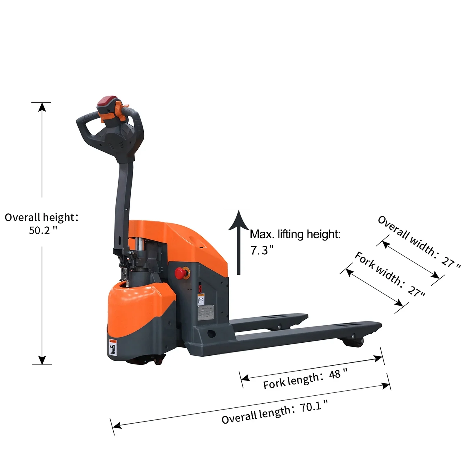 Tory Carrier 3300lbs Fully Powered Electric Pallet Truck Jack GEL Battery W/ 48X27 Fork