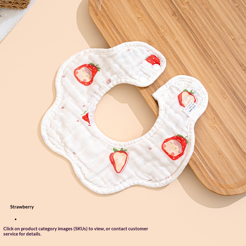 Reversible 8 Layer Cotton Baby Bib 360 Degree Rotating Cartoon Pattern High Absorbent Breathable Washable Infant