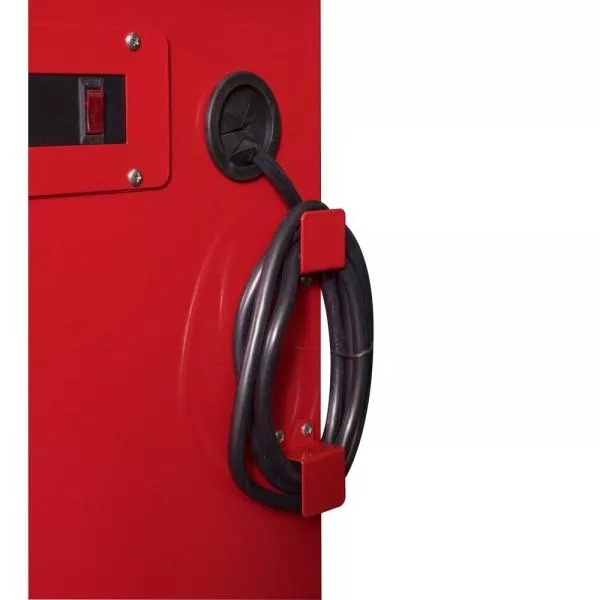 Coffre à outils mobile à 9 tiroirs de 132 cm de large et de profondeur, avec établi, en rouge brillant