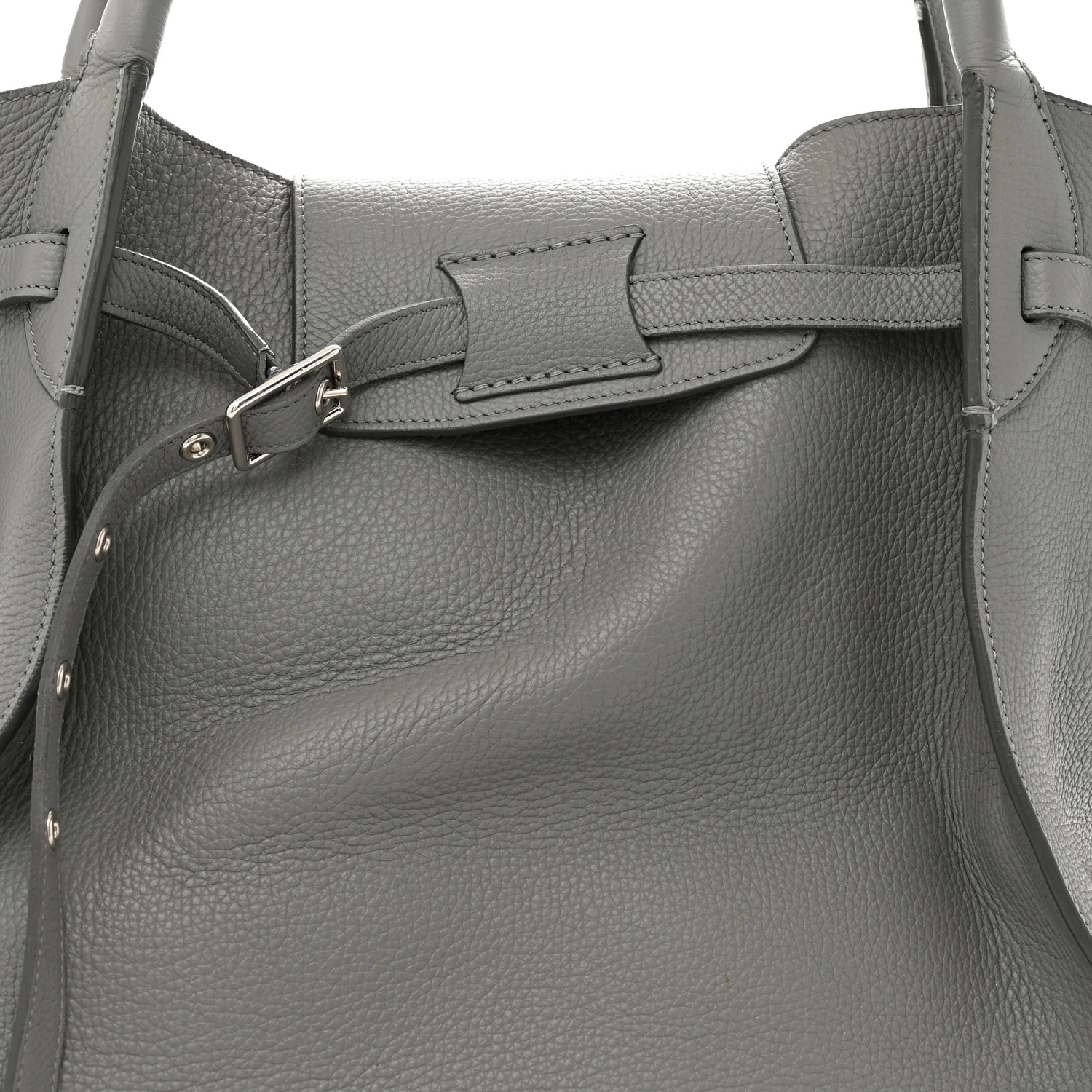 Supple Grained Calfskin Medium Big Bag Grey