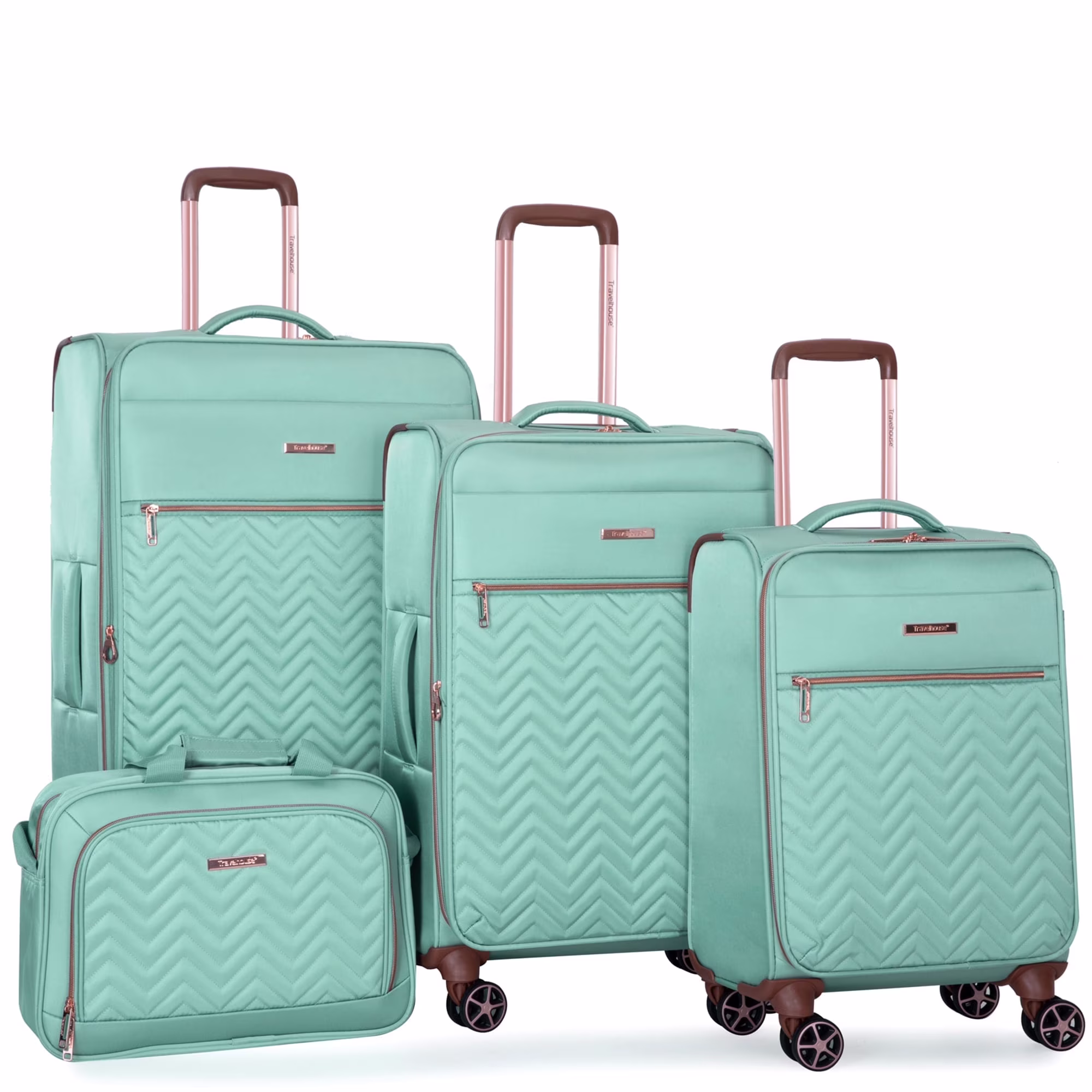 4 Piece Luggage Set Softside Expandable Lightweight Suitcase with Double Spinner Wheels.(Black)(Black/4) - Image 7