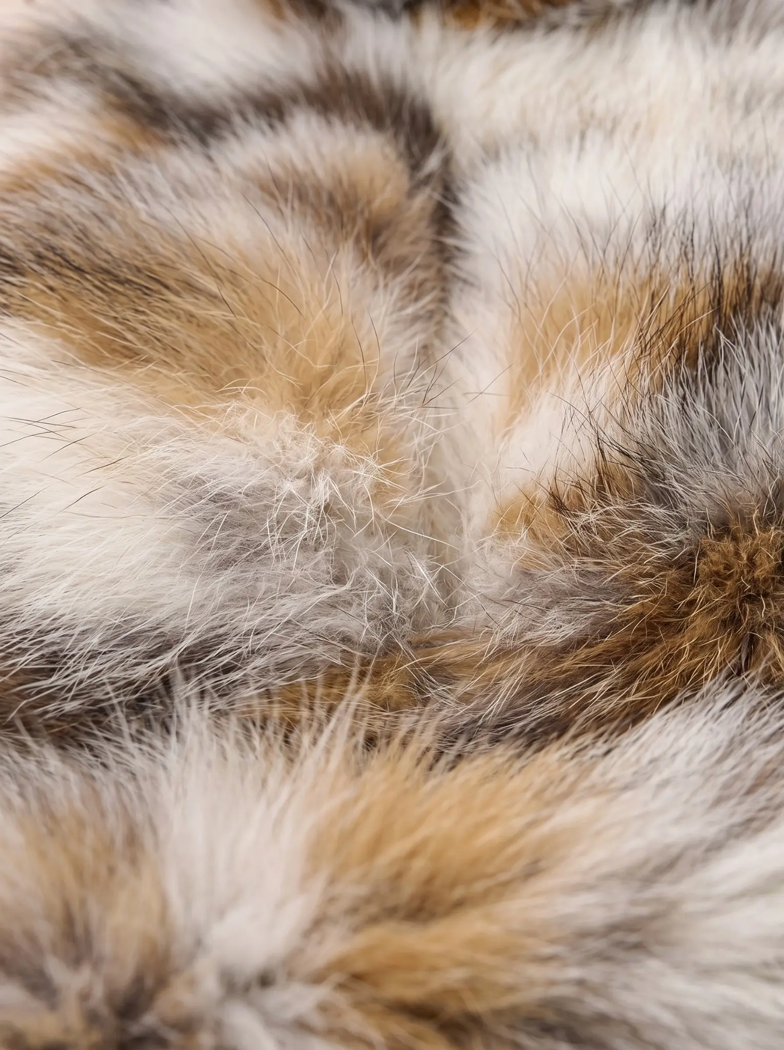Close-up of the multicolor spotted faux fur texture