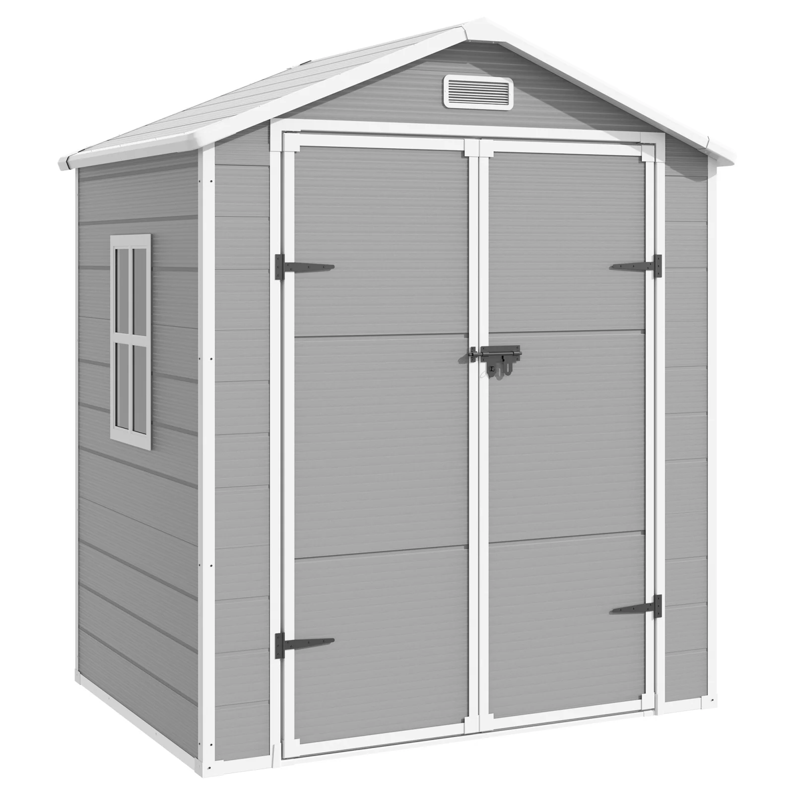 Outdoor Storage Shed 6x4.5 ft, Resin Outside Sheds Outdoor Storage Plastic for Trash Can, Bike, Lawnmower, Generator, Tool Shed with Lockable Door for Backyard, Lawn, Patio, Grey White(6*4/Gray) - Image 8