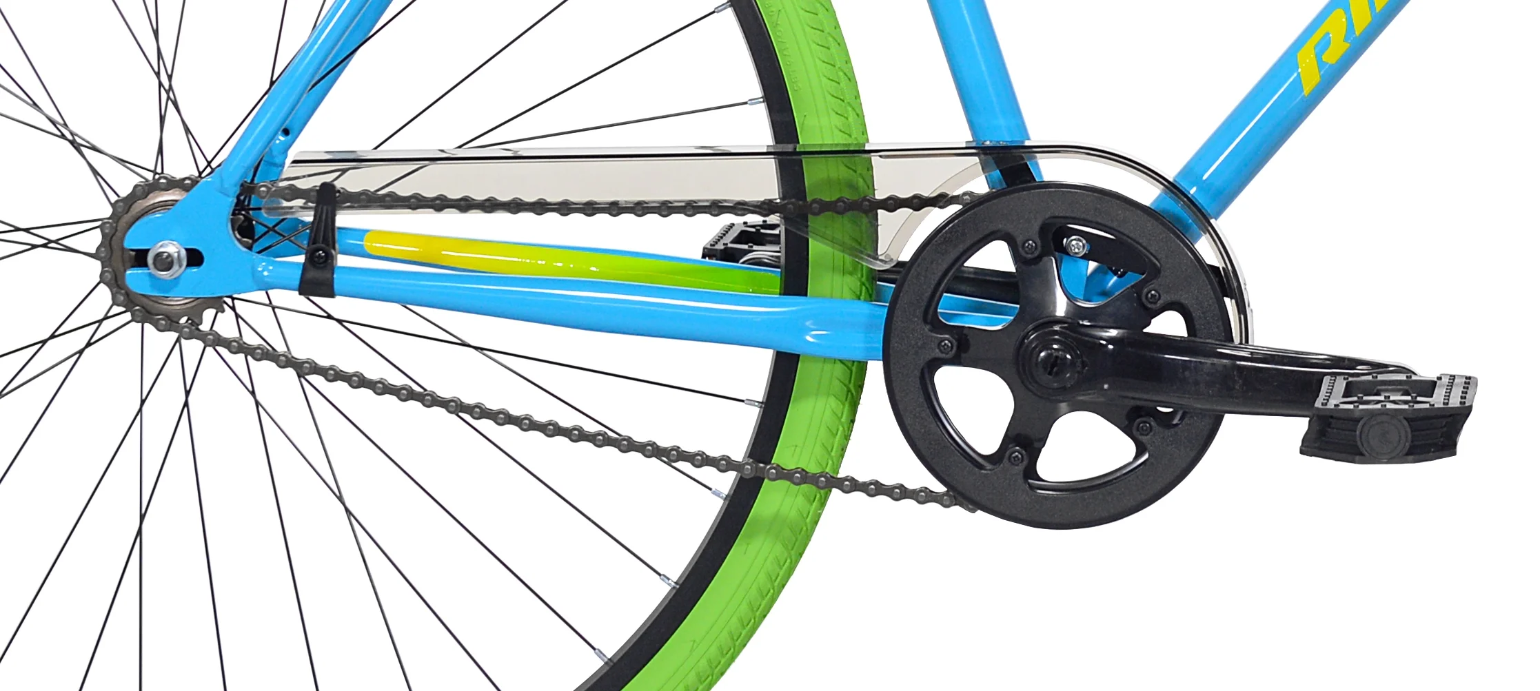 700C Men's Ridgeland Hybrid Bike, Blue/Green Image 6