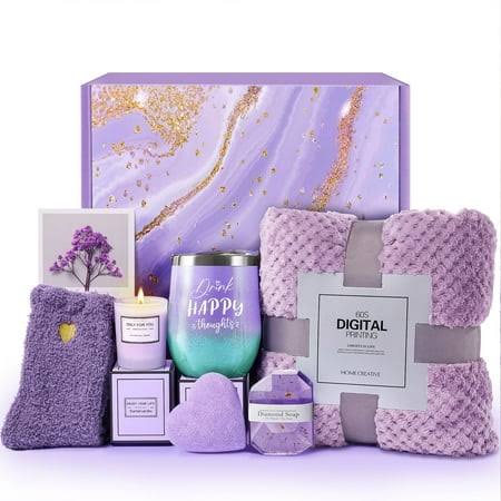 Birthday Gifts for Women, Get Well Soon Gifts, Relaxing Spa Care Package with Luxury Flannel Blanket - Valentines, Mothers Day, Christmas Gifts for
