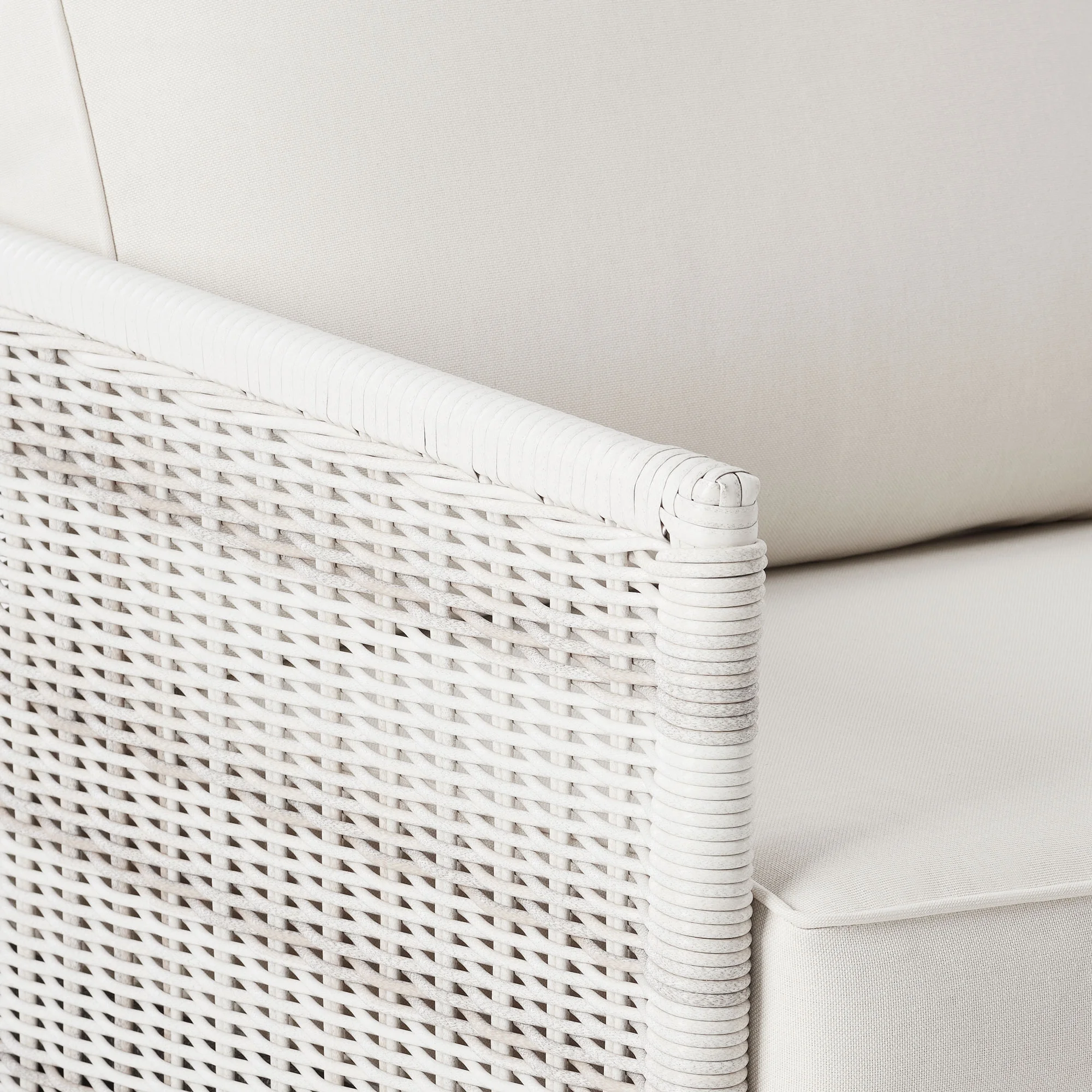 Paige 1 Piece Wicker Outdoor Loveseat with Cushions, White - Image 5