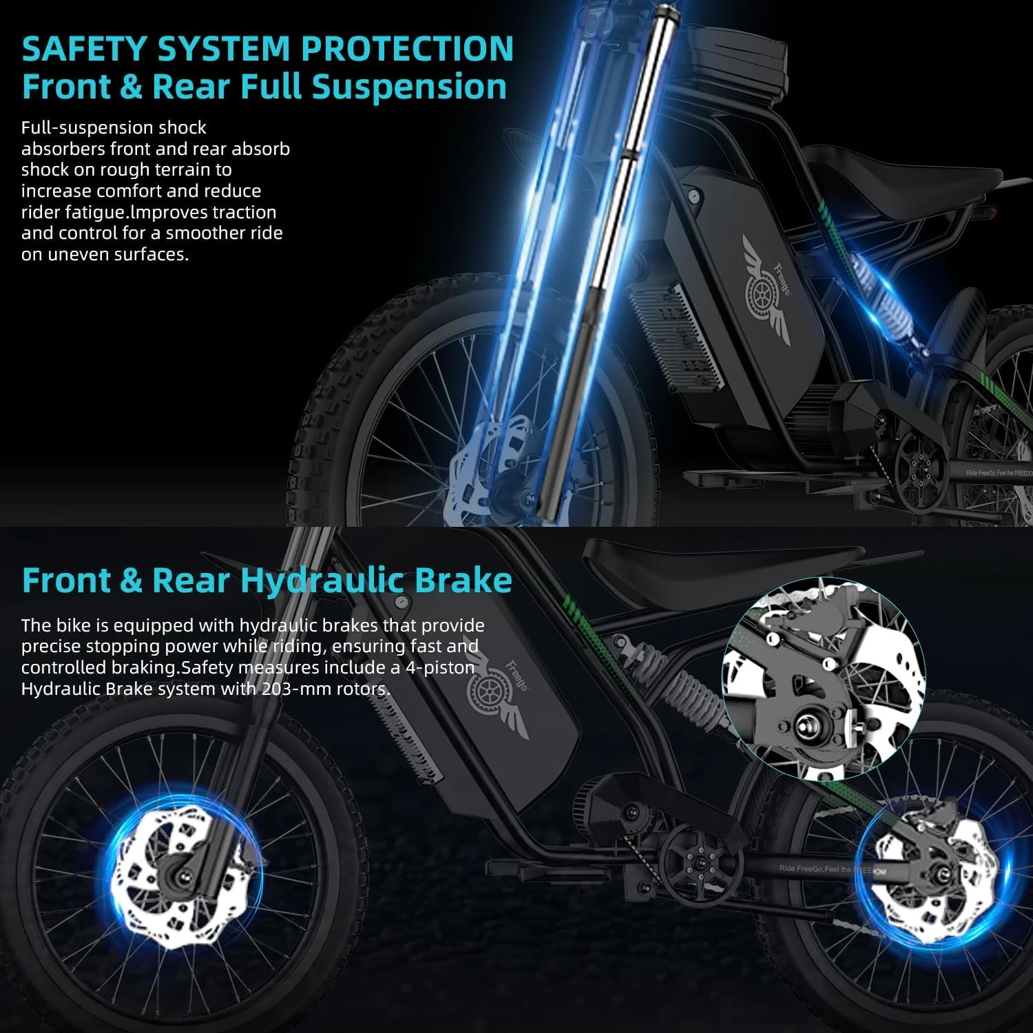 40MPH Electric Bicycle,Dual-Mode Electric Dirt Bike 3000W(Peak) Nova3 Electric Motorcycle Bike for Adults,Mid-Drive Motor, 60V/25Ah Battery,17x3.15 Tire Full Suspension Hydraulic Brake(Black) - Image 5