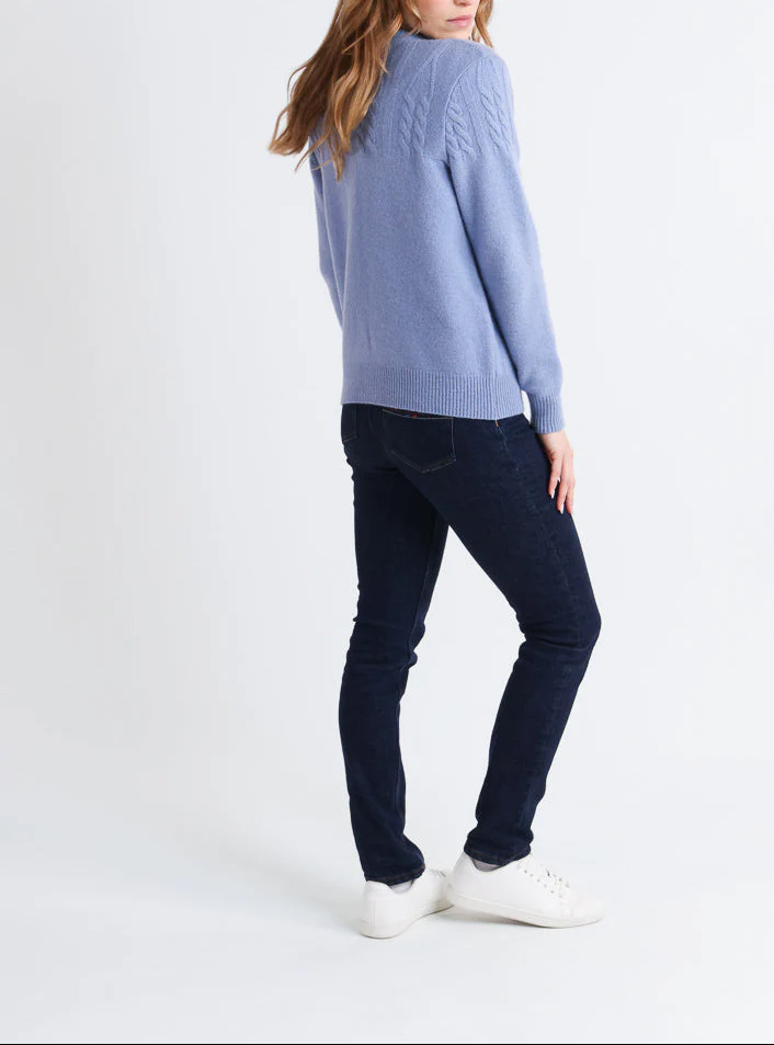 Cardigan femme laine mérinos bleu
