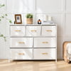 Bigroof 7 Drawer Fabric Dresser Accent White Dresser Chest Storage Organizer for Bedroom with Marbled WoodBoard and Artificial Leather for Living Room, Hallway, Entryway, Closet, Nursery, Kids Bedroom(7-Drawer Dresser)