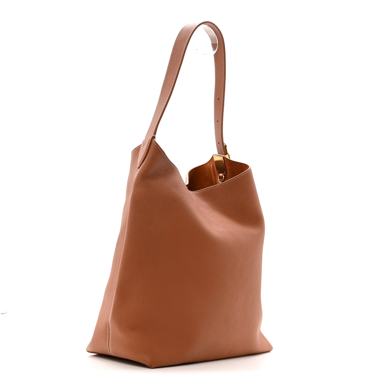 Grained Calfskin Low Key Hobo MM Cognac