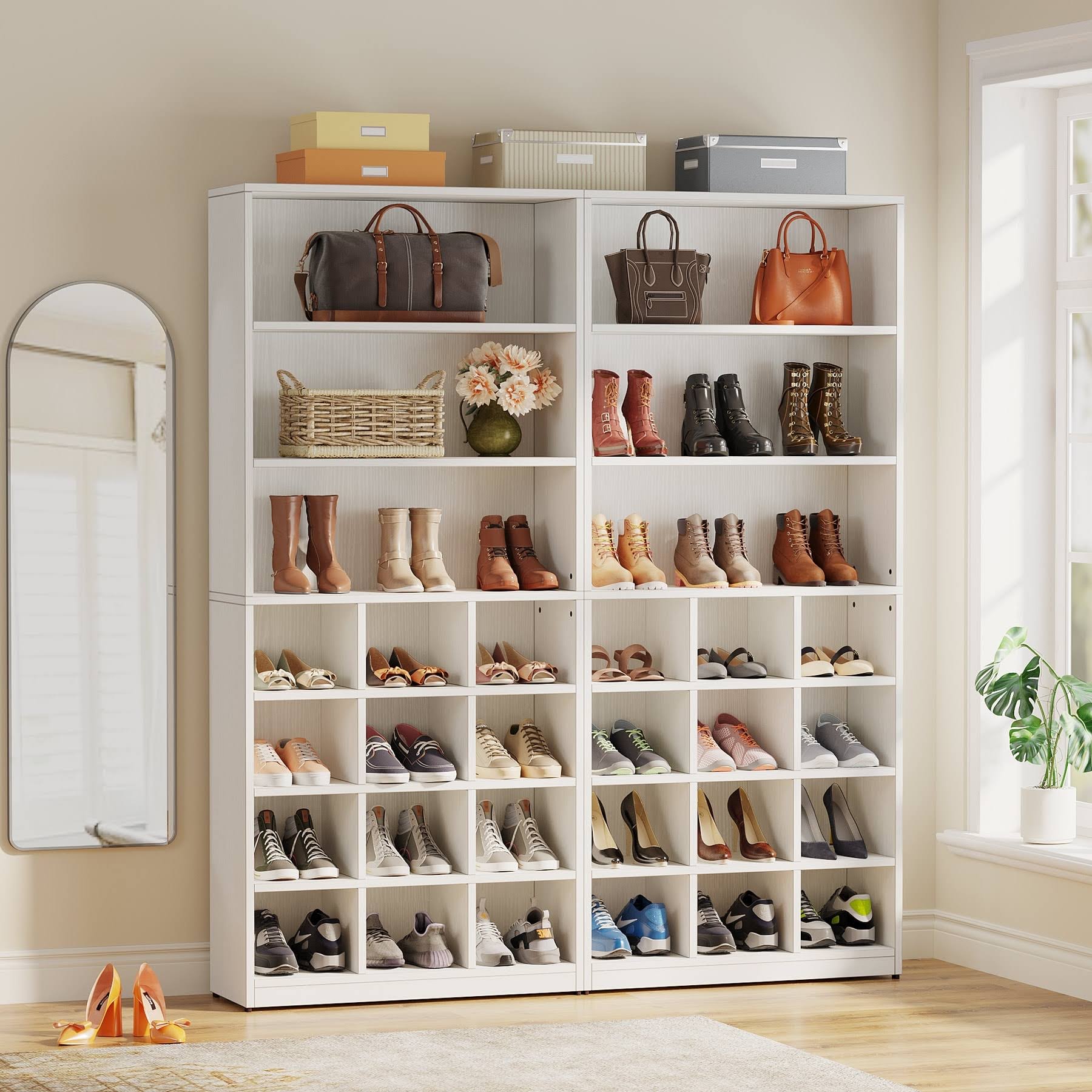 Modern Shoe Storage Cabinet Freestanding Shoe Rack Storage Organizer - White