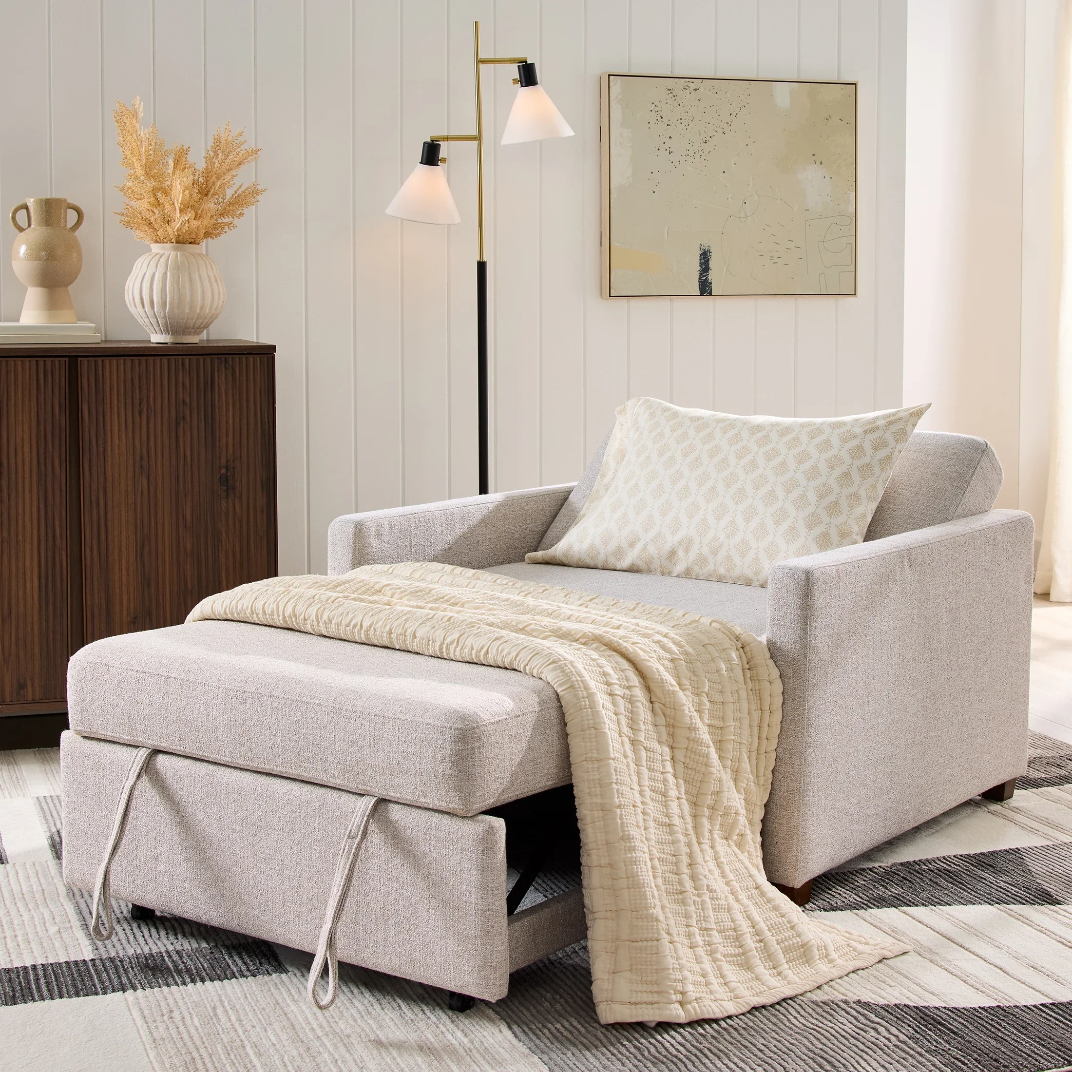 Better Homes & Gardens Nolan Pull Out Sleeper Accent Chair, Wheat