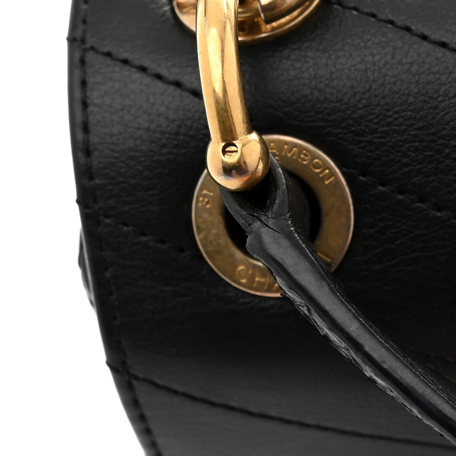Grained Calfskin Snakeskin Small Chevron Chic Top Handle Flap Black