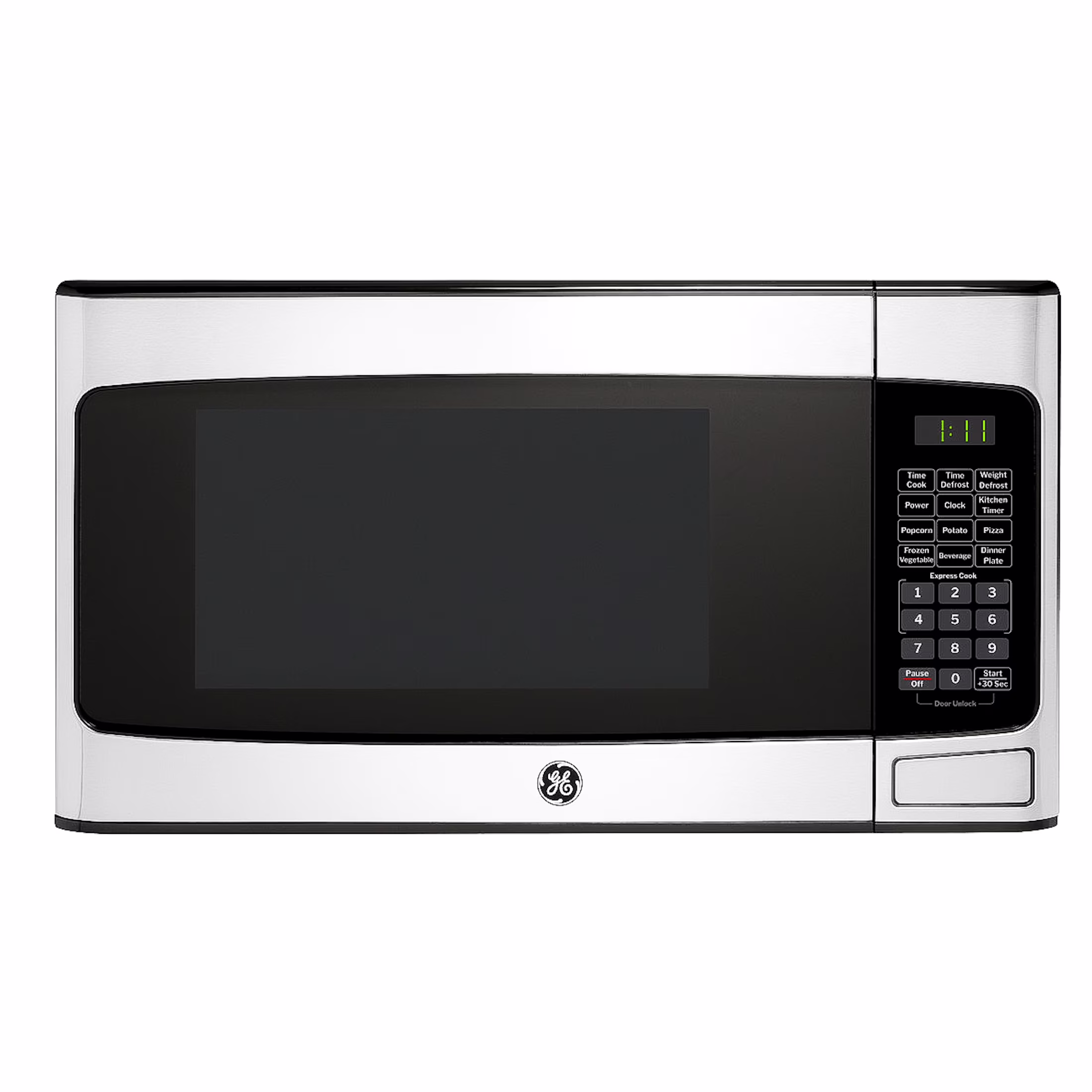 GE 1.1 cu ft Countertop Microwave Oven, 950W, Stainless Steel, One - Touch Cooking, Turntable, Auto Defrost, Child Lock, Model GCST11N1WSS