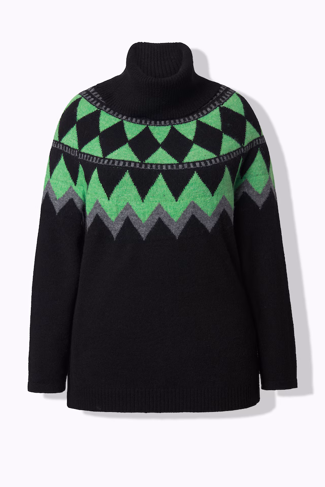Neon Alpine Pattern Long Sleeve Turtleneck Sweater
