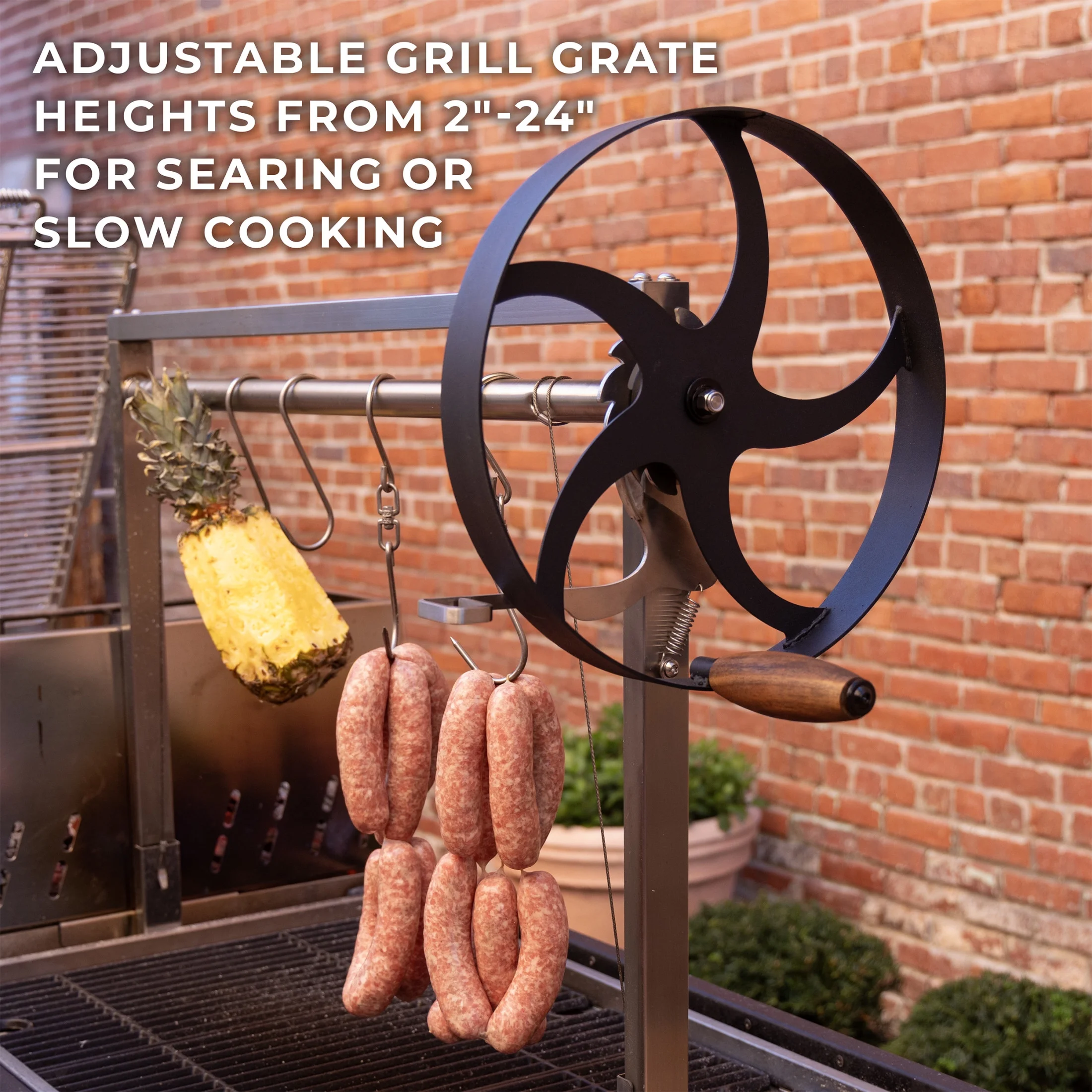 Backyard Discovery Argentine Santa Maria XL Wood Fire & Charcoal Steel Grill, Asado Clamp