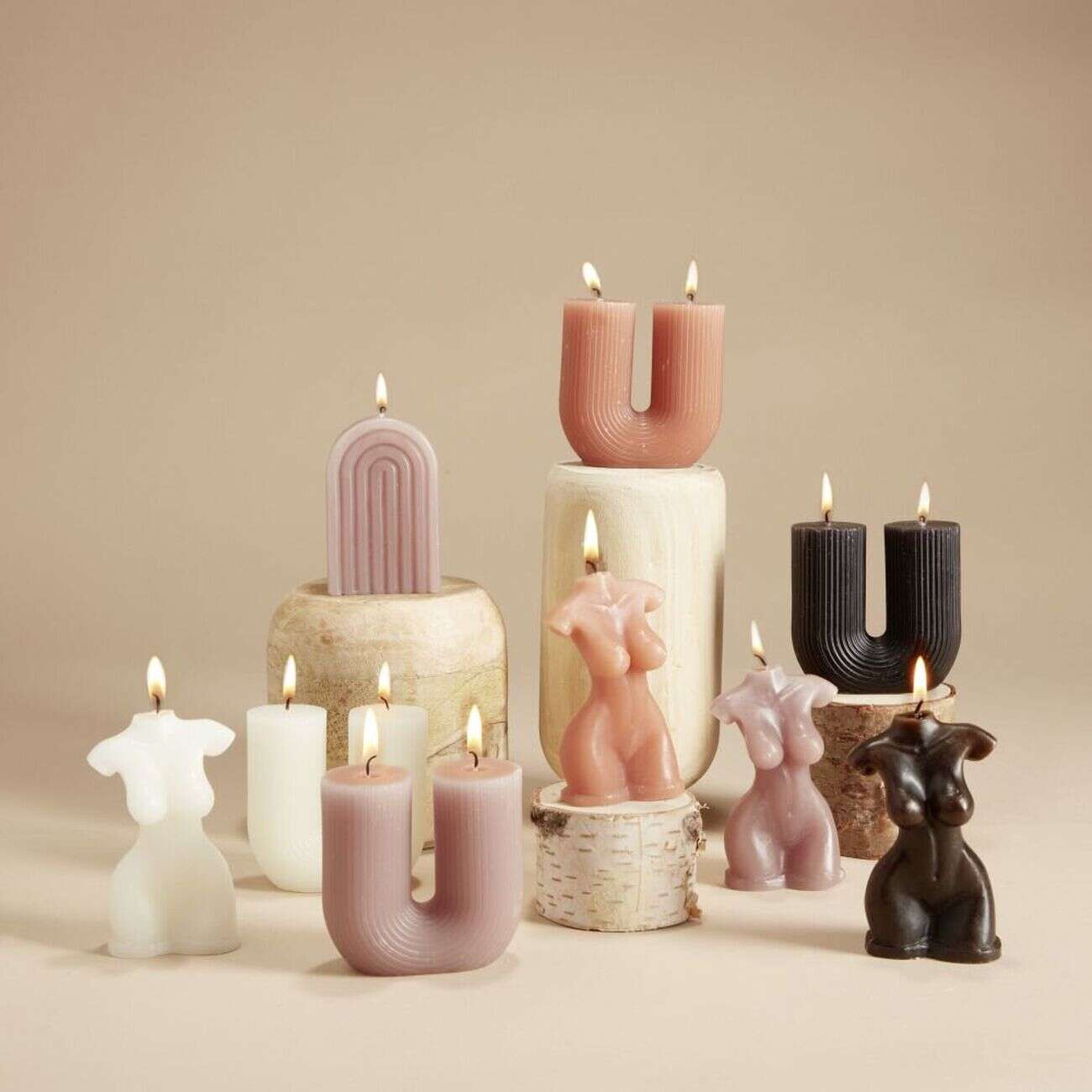 Bougie buste marron clair 5x3,5xH7,5cm