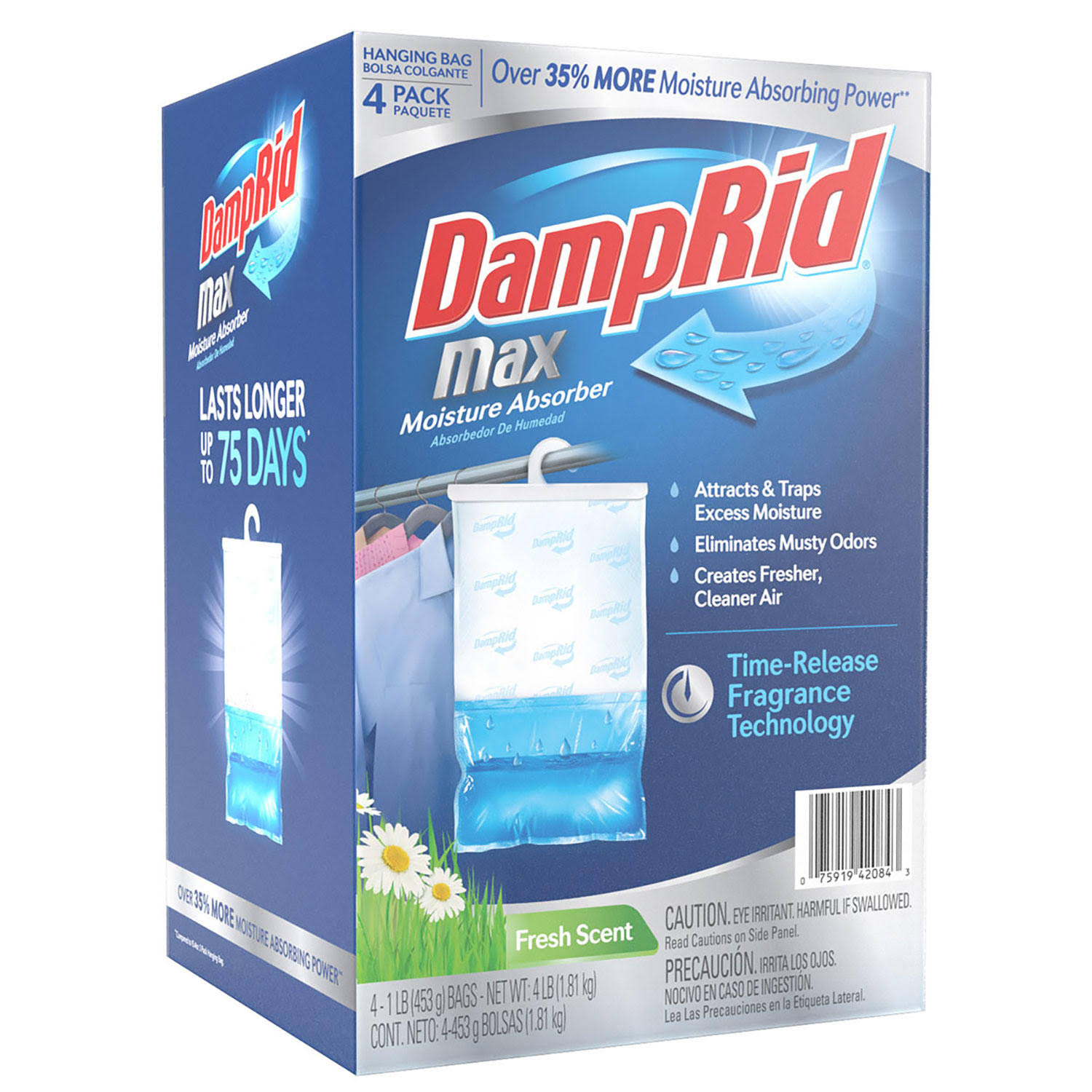Damprid Max Moisture Absorber Fresh Scent Hanging Bag | 4 Pk