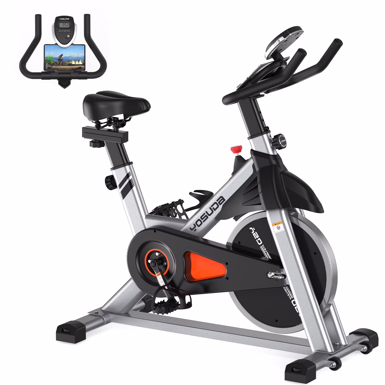 Indoor Cycling Bike, 330 lbs Capacity, Comfort Seat, LCD Monitor(ysd002-Friction) - Image 3
