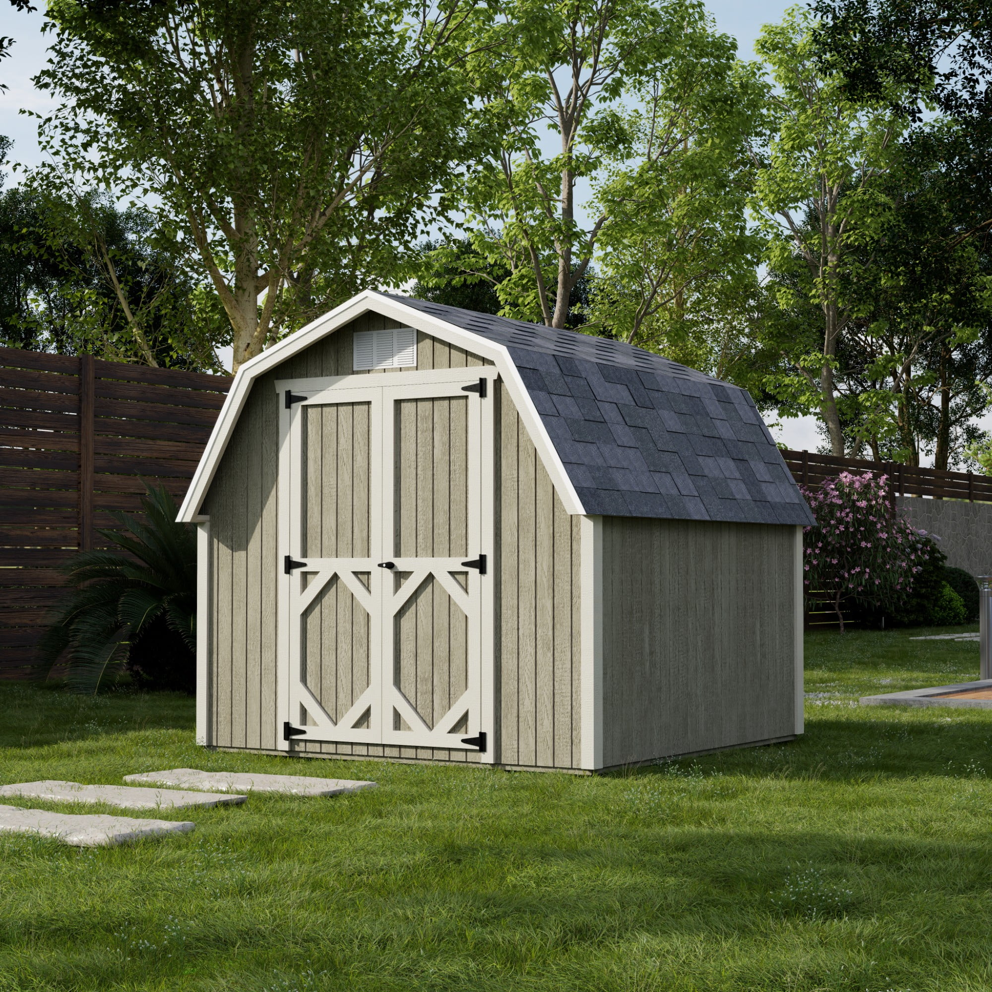 Little Cottage Co. 8x8 Classic Gambrel Barn with 4 Ft. Sidewalls, Outdoor Wood Storage Shed Do - It - Yourself Precut Kit