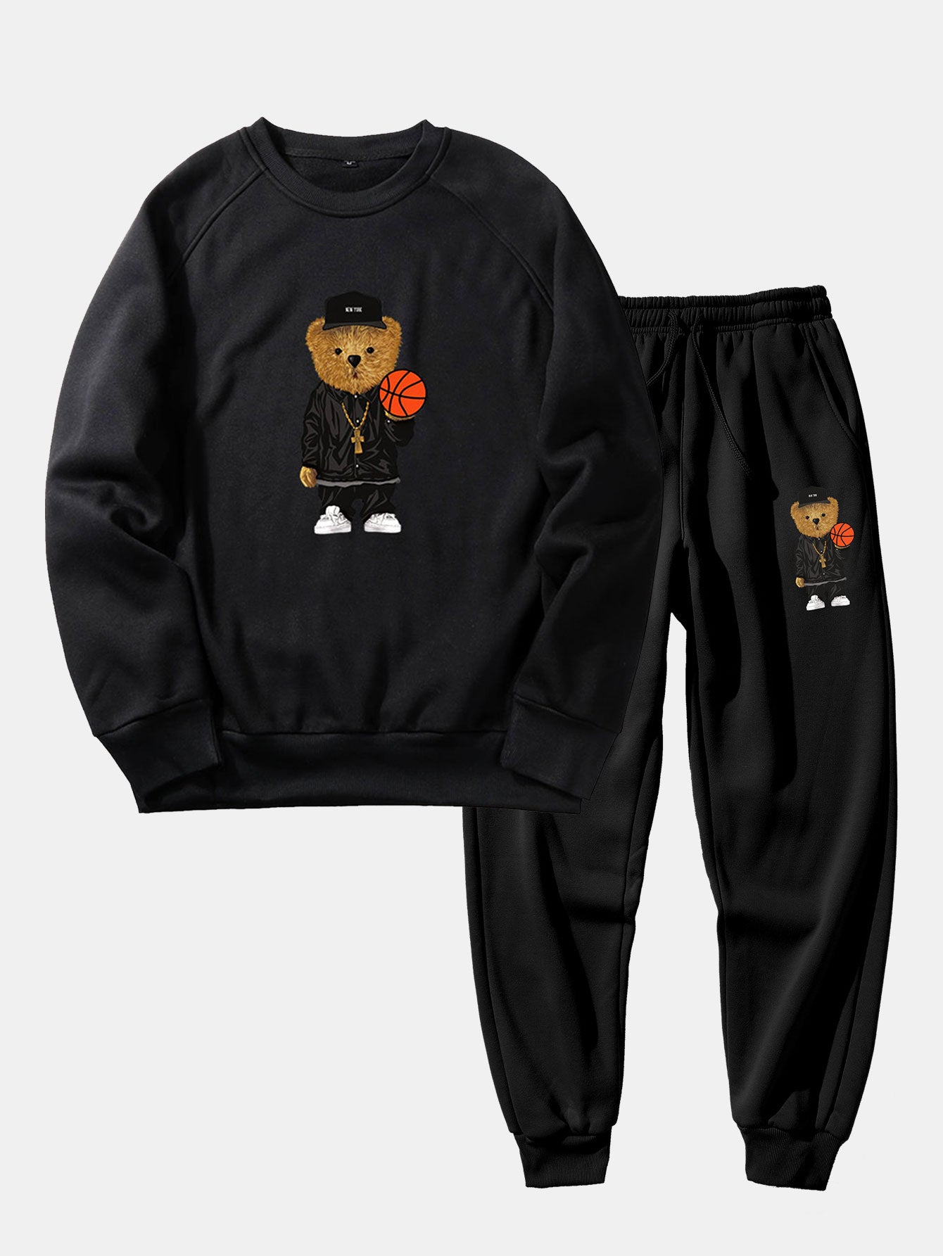 Sweat-shirt et pantalon de jogging imprimé ours basketteur