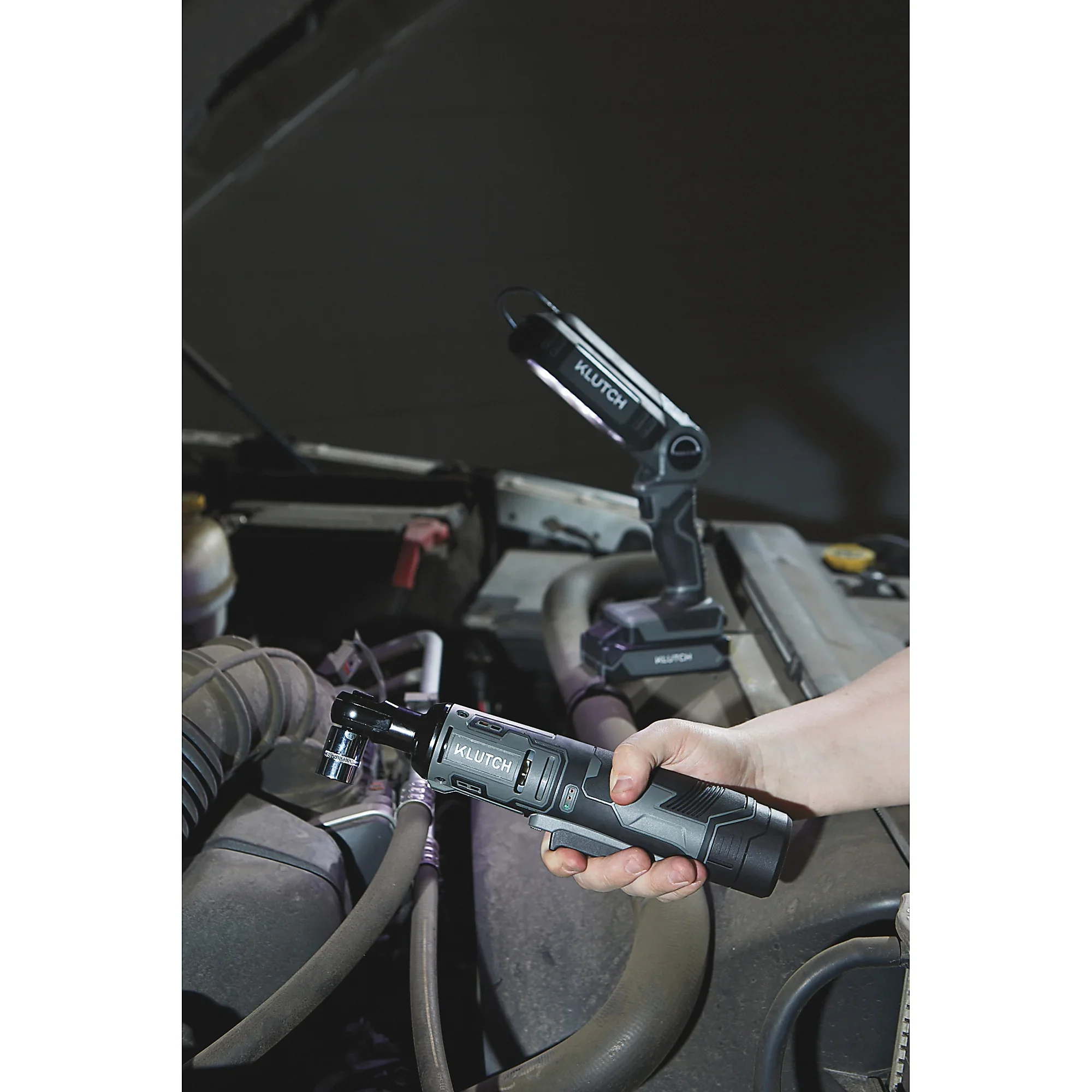 Klutch 3/8in. Ratchet Wrench Kit, 12V, Cordless, Lightweight, Ergonomic, 2.0Ah