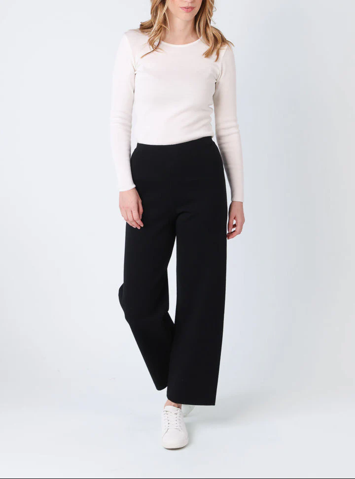 Pantalon femme en laine mérinos noir