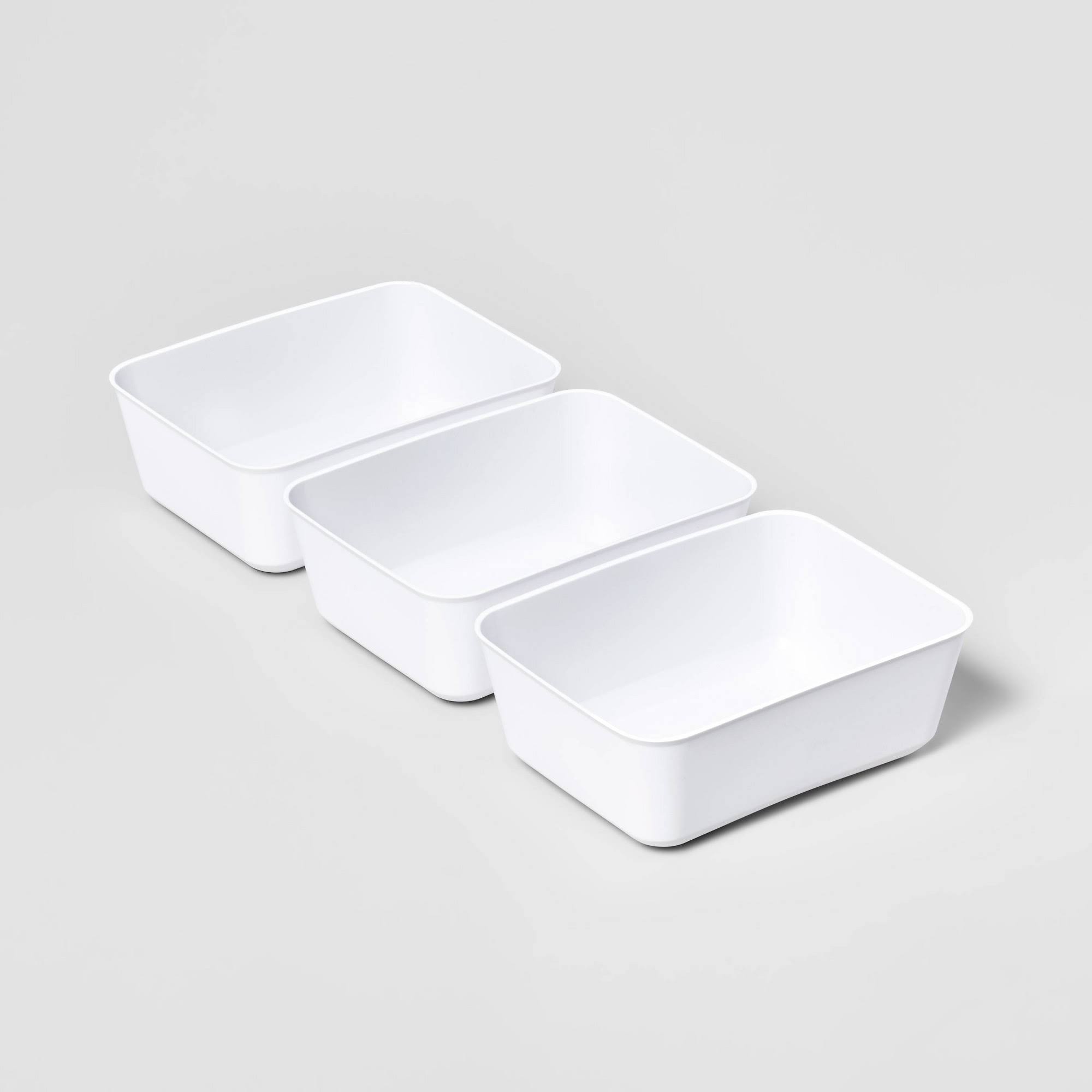 3pk Medium Storage Trays White - Brightroom