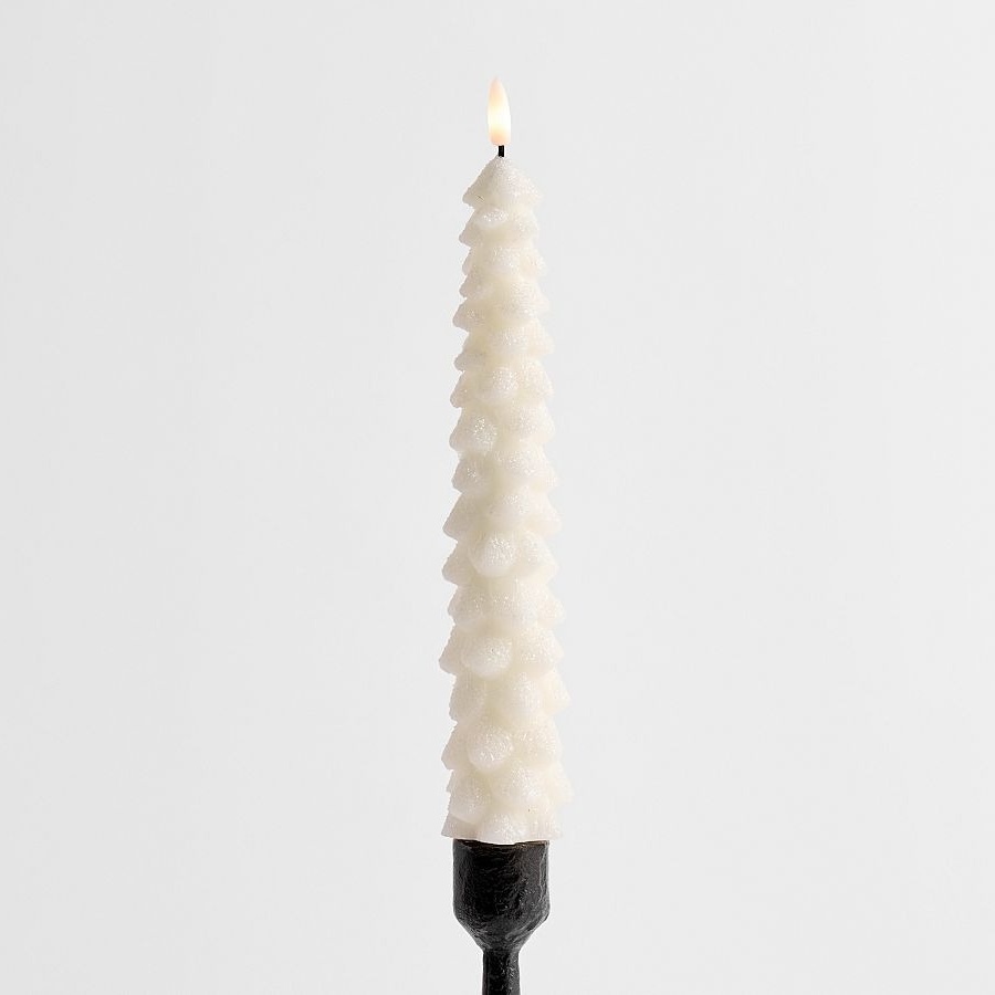 Frost-covered Flameless Tree Taper Candle