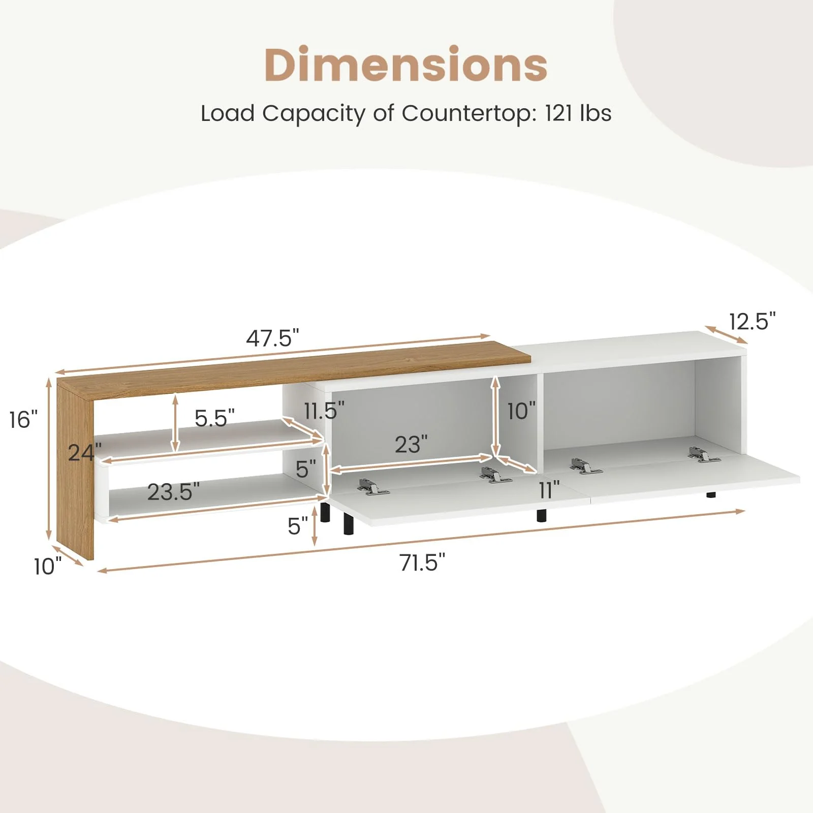 Tangkula Modern TV Stand for 80 Inches TVs with Storage Shelves and Cabinets