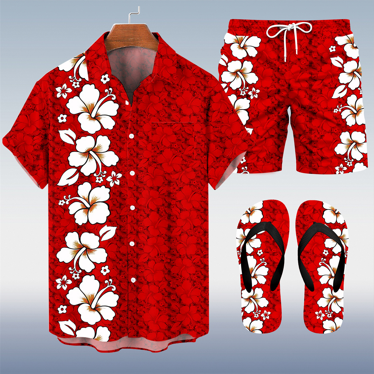 Ensemble trois pièces Suitmens pour homme, imprimé tiki hawaïen, motif vacances, référence 031