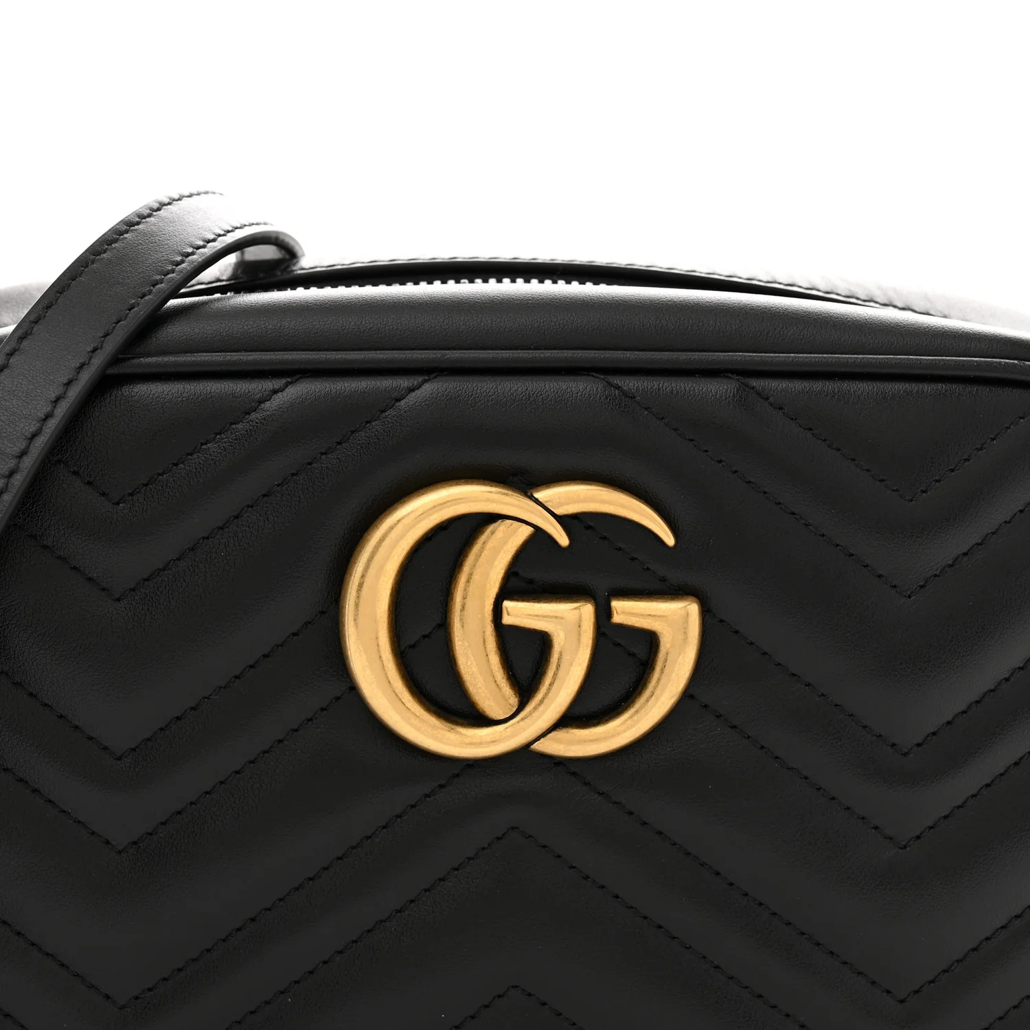 Calfskin Matelasse Small GG Marmont Camera Bag Black