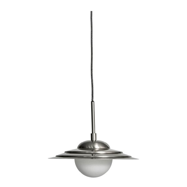 Taklampe Coin 30,5x35 cm børstet sølvfinish/matt hvit
