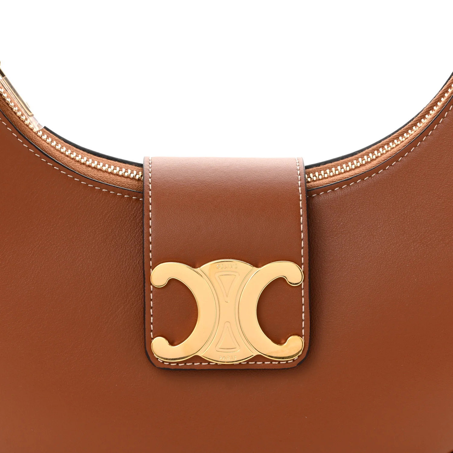 Smooth Calfskin Medium Strap Ava Triomphe Shoulder Bag Tan