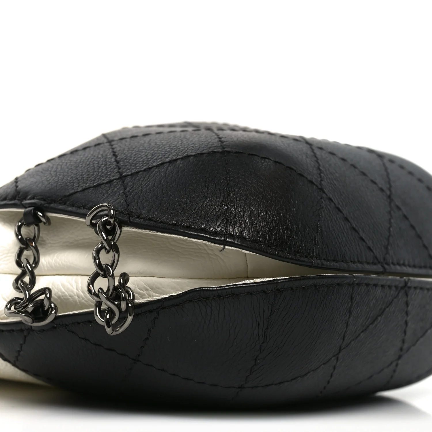 Aged Calfskin Quilted Small Gabrielle Bucket White Black