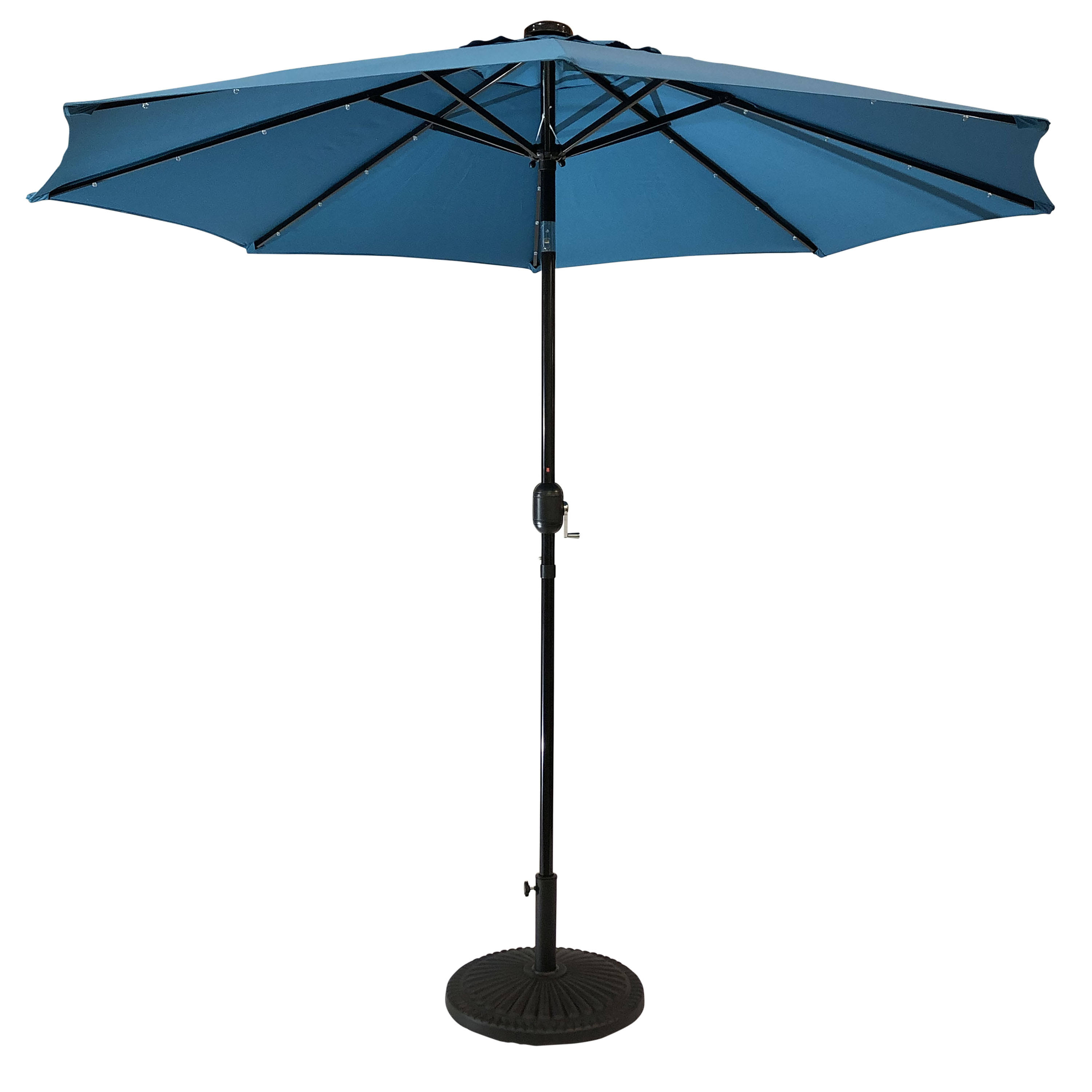 Sun-Ray 9-ft Teal Solar Powered Push-Button Tilt Market Patio Umbrella Polyester | 8L1004